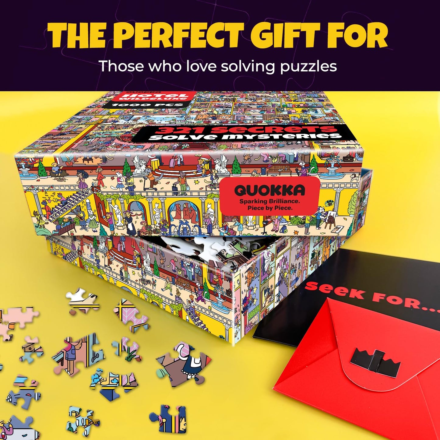 QUOKKA 1000-Piece Puzzle – Hotel Wildeluxe with Hidden Secrets & Audio Story | Focus & Relaxation | FSC Certified