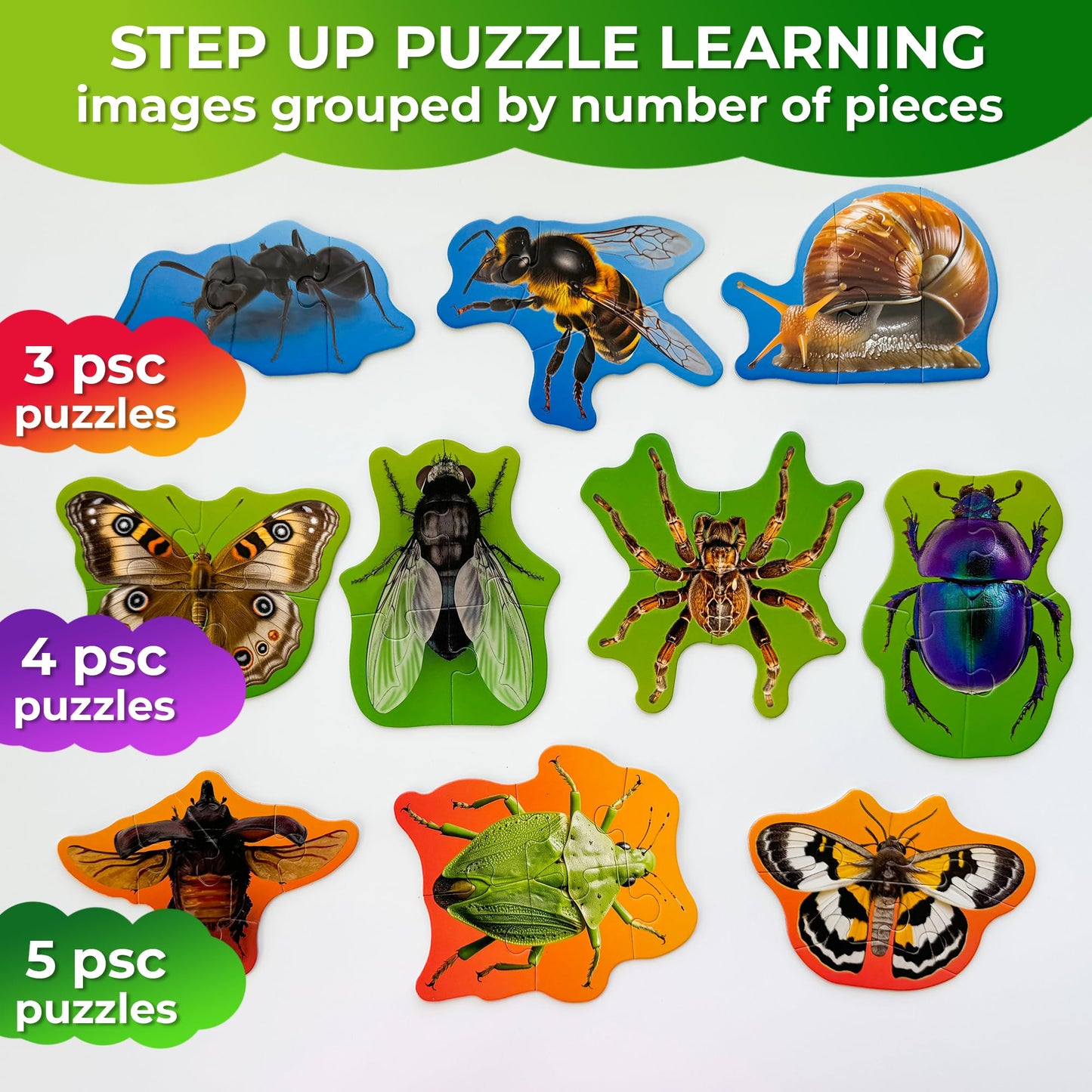 QUOKKA Toddler Puzzles 2-4 | Large Floor Puzzles with 8 Realistic Animals – 40 Pieces, Extra Thick Cardboard