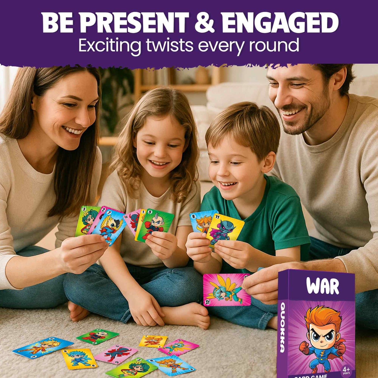 QUOKKA War Card Game for Kids Ages 4–8 — Fun Family Card Game, Travel-Ready & Easy to Learn