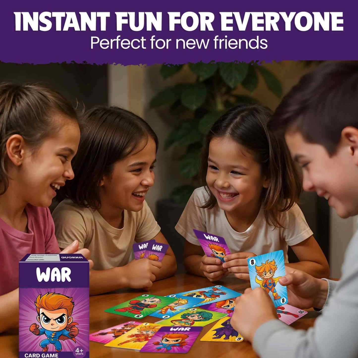 QUOKKA War Card Game for Kids Ages 4–8 — Fun Family Card Game, Travel-Ready & Easy to Learn