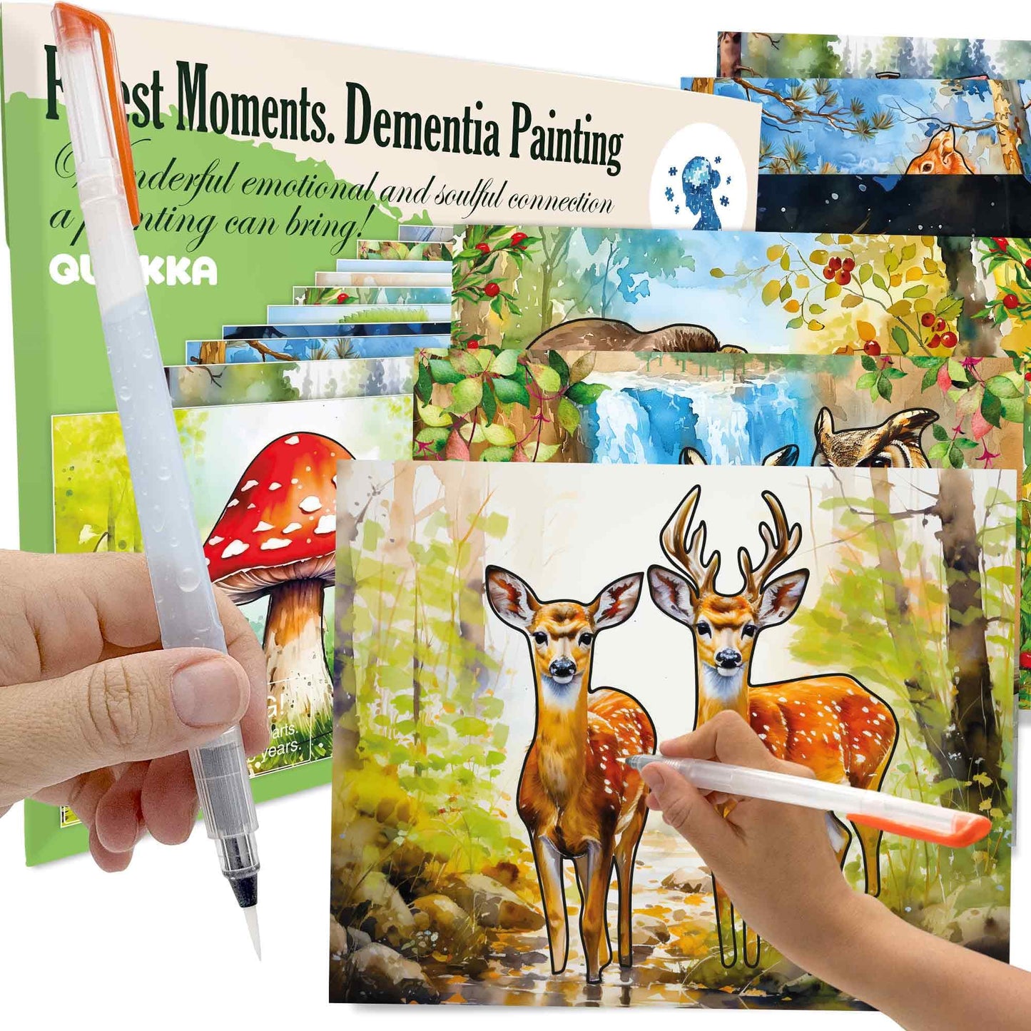 QUOKKA Water Painting Set for Seniors – Forest Moments Dementia Activities