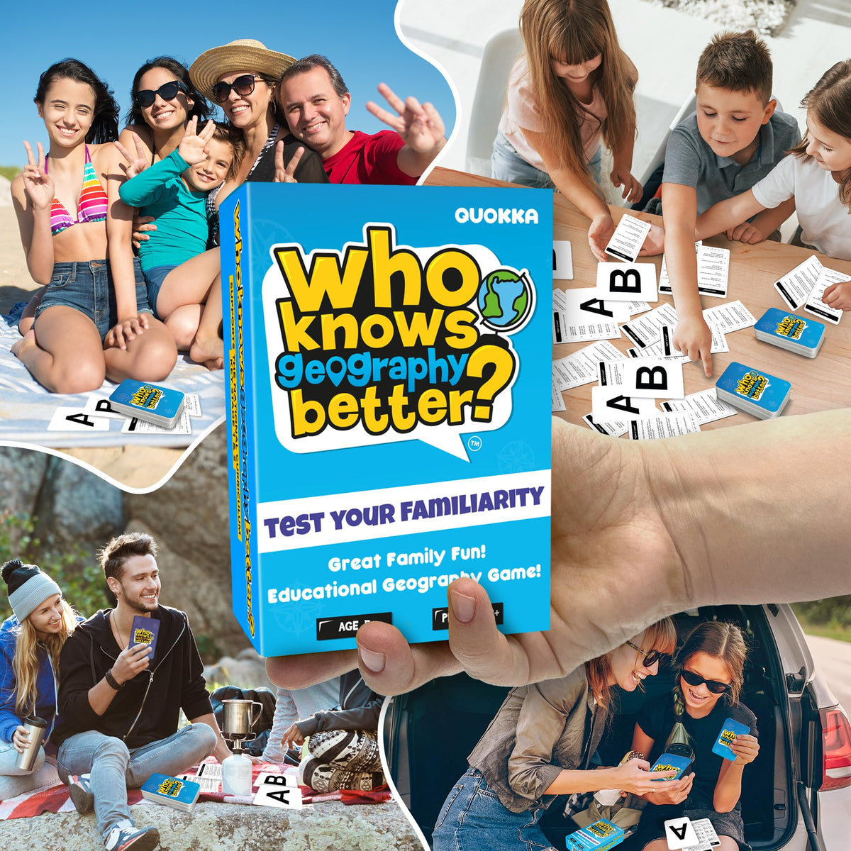 QUOKKA Who Knows Better? Geography Family Card Trivia Game | Fun Learning for All Ages