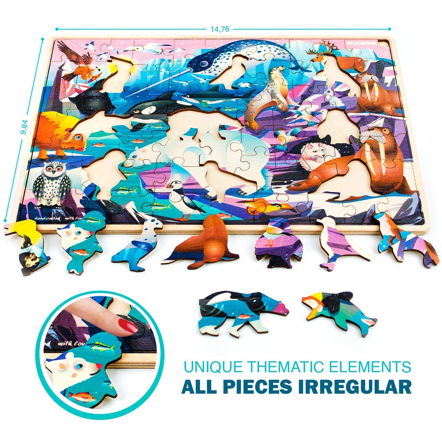 QUOKKA Wooden Puzzles for Kids 4-6 – 4 x 60-Piece Puzzles (Animals, Dinosaurs, City)