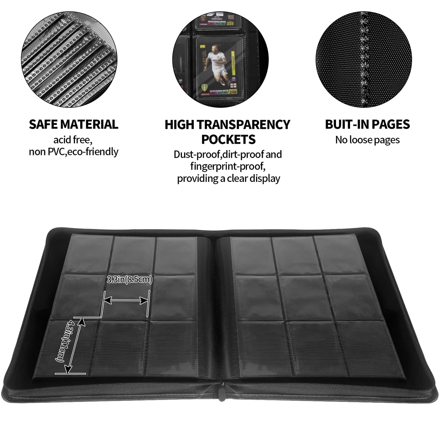 Qurhafoo Toploader Binder | Holds 324 Toploaders, 9-Pocket Pages, 3x4'' Card Storage