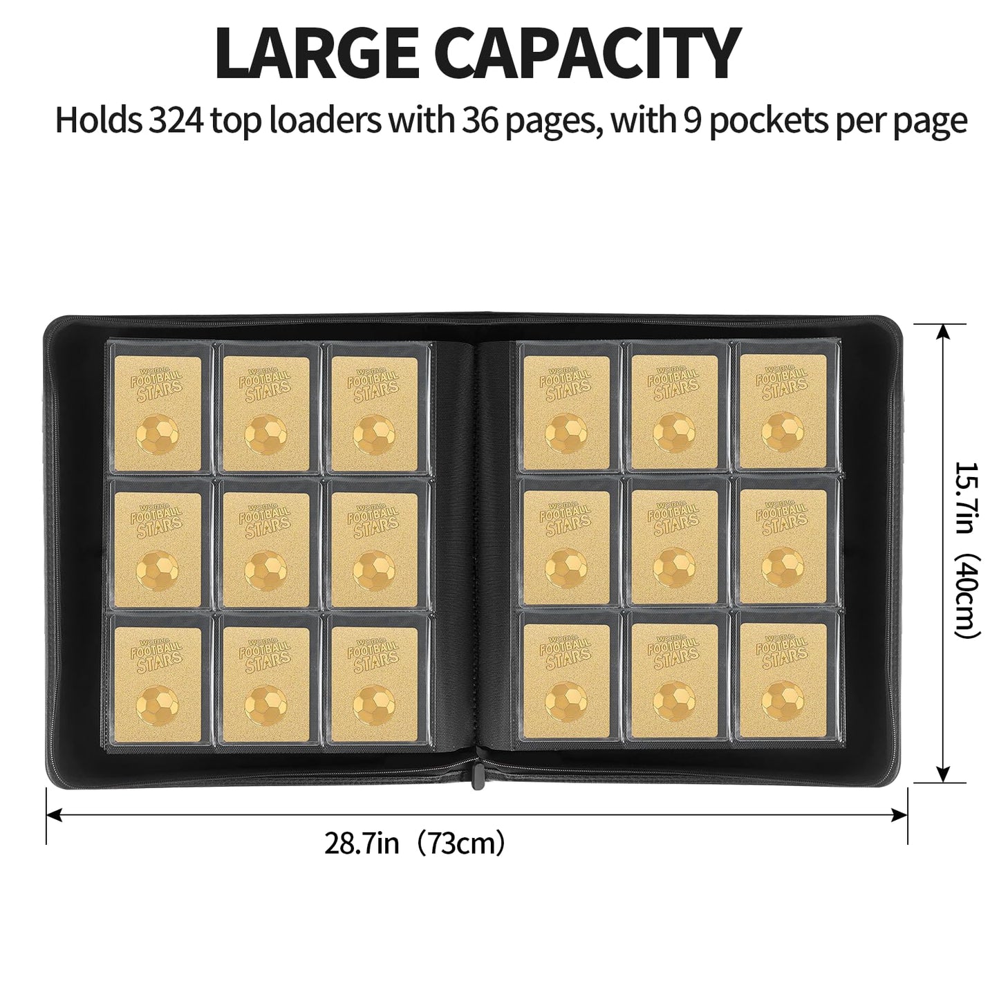 Qurhafoo Toploader Binder | Holds 324 Toploaders, 9-Pocket Pages, 3x4'' Card Storage