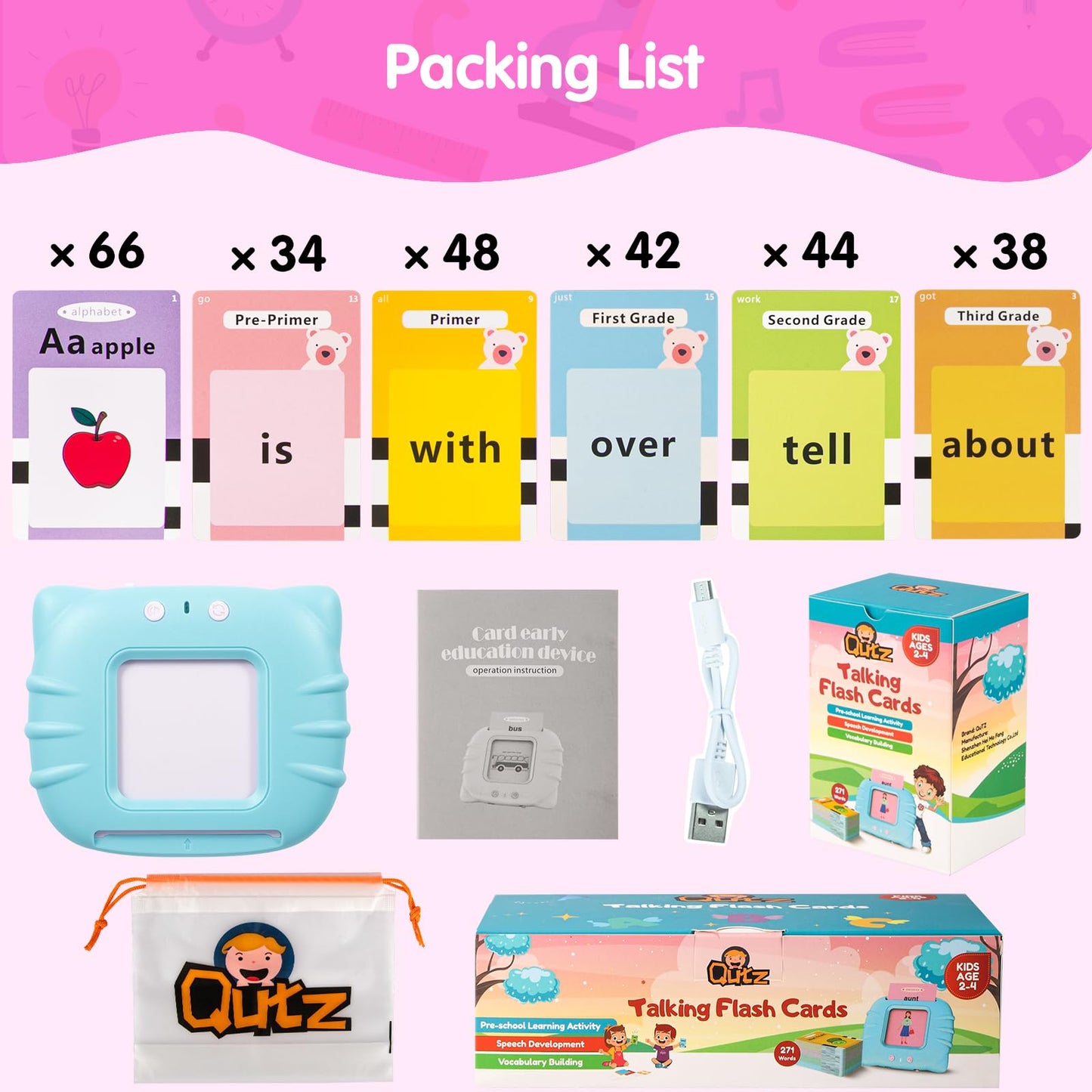 QuTZ ABC Flash Cards for Toddlers 2-4 | Autism-Friendly Speech & Language Cards