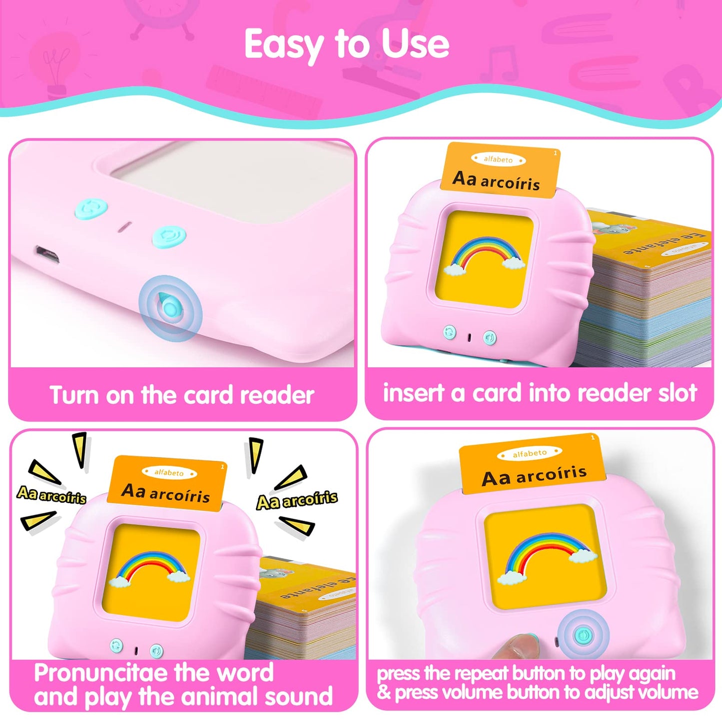 QuTZ ABC Learning Flash Cards for Toddlers – Bilingual Spanish/English