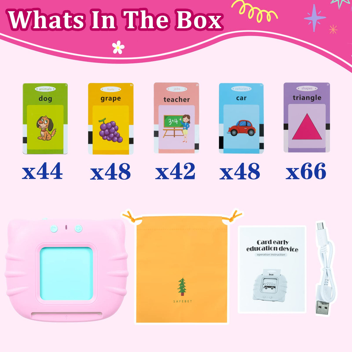 QuTZ ABC Learning Flash Cards for Toddlers 2-4 | 248 Talking Cards (Pink)