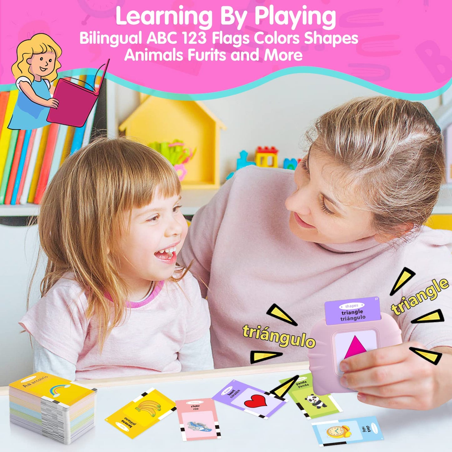 QuTZ ABC Learning Flash Cards for Toddlers – Bilingual Spanish/English