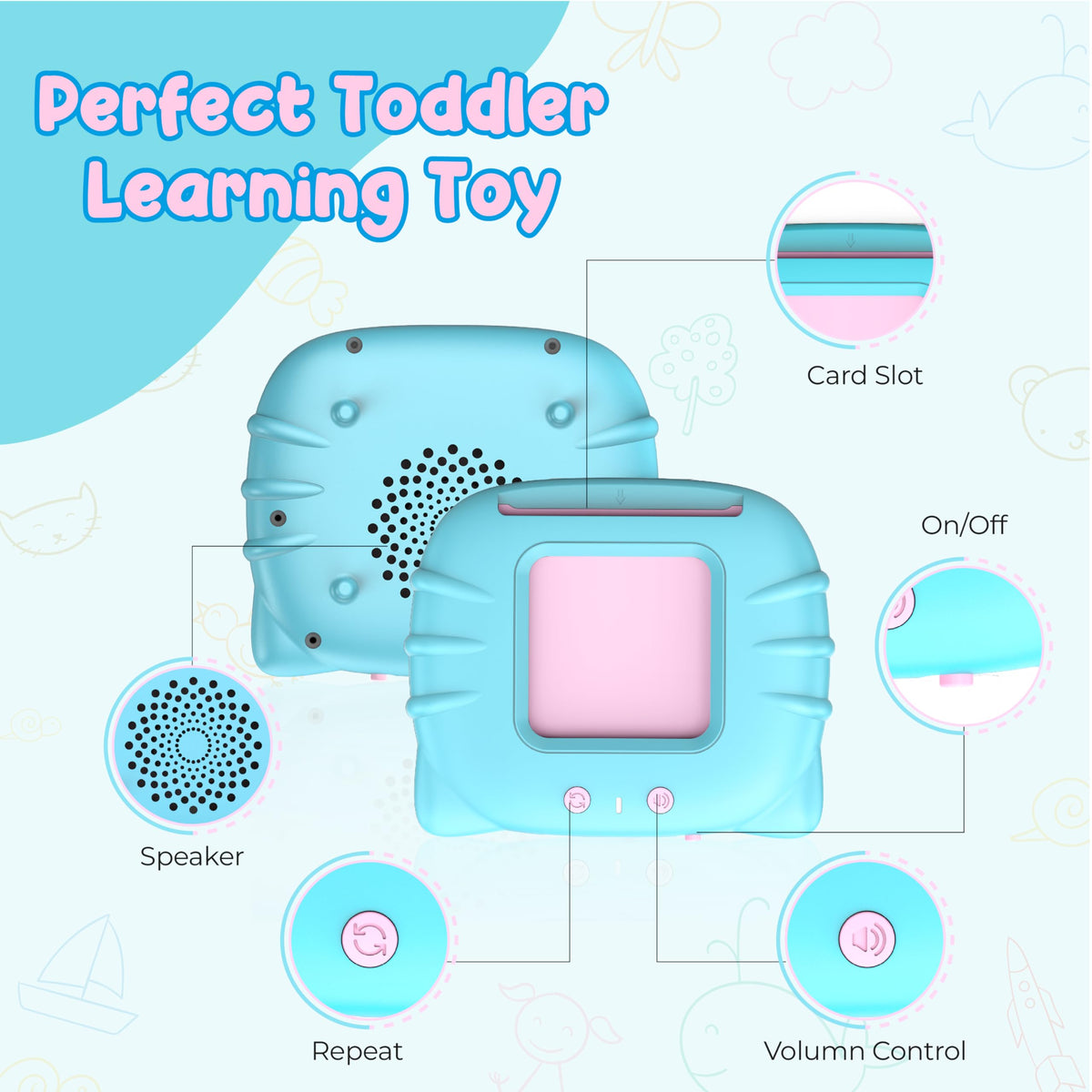 QuTZ Toddler Sight Words Flash Cards with Card Reader | 112 Double-Sided Cards, Up to 224 Words