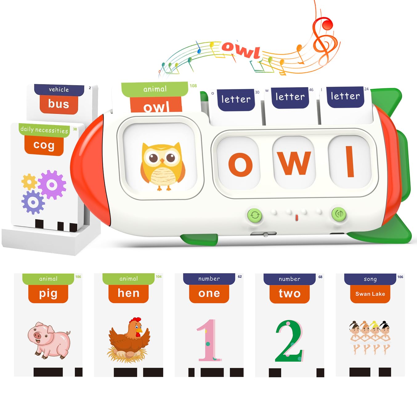 QuTZ Talking Flash Cards – CVC Word Spelling Games for Preschoolers | 107 Words, 15 Themes