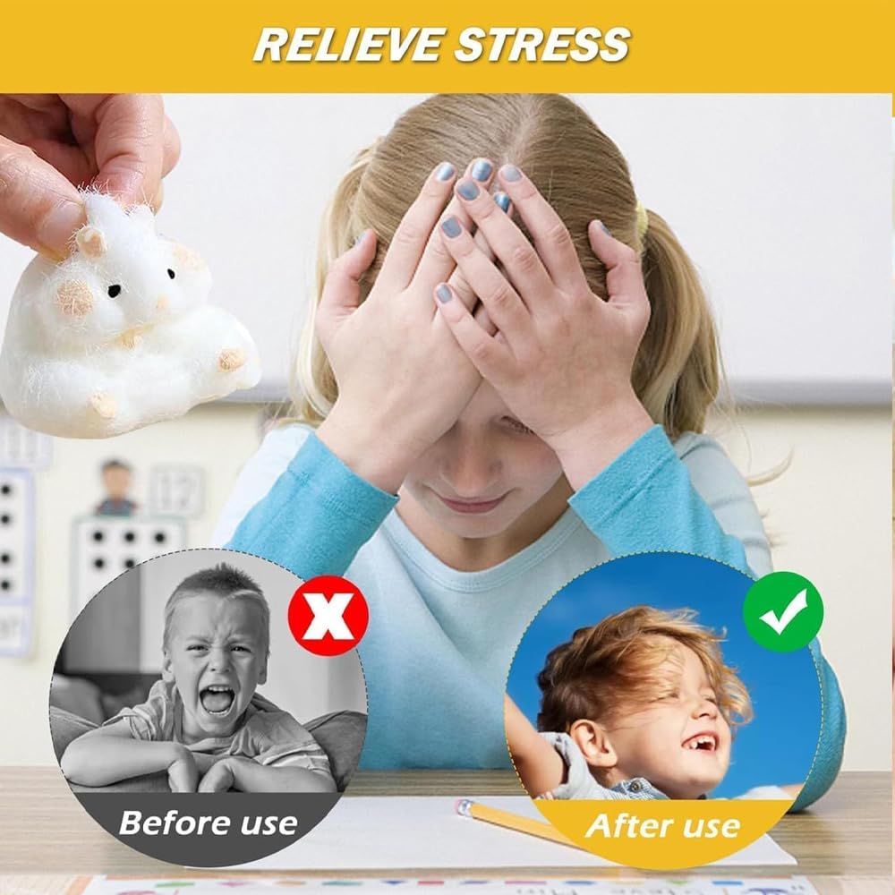 QUYIHOINM 2 Pack Taba Hamster Quiet Fidget Toys for Kids | Kawaii Stress Relief PVC Sensory Toys