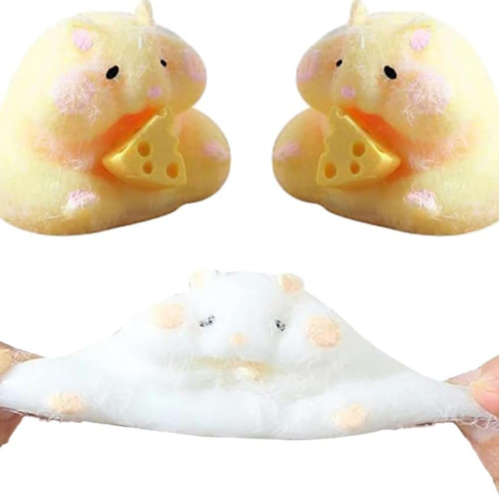 QUYIHOINM 2 Pack Taba Hamster Quiet Fidget Toys for Kids | Kawaii Stress Relief PVC Sensory Toys