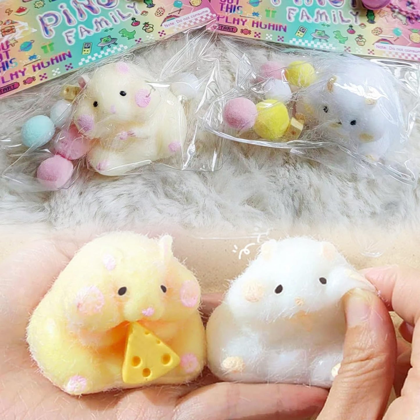 QUYIHOINM 2 Pack Taba Hamster Quiet Fidget Toys for Kids | Kawaii Stress Relief PVC Sensory Toys