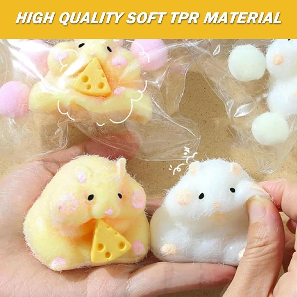 QUYIHOINM 2 Pack Taba Hamster Quiet Fidget Toys for Kids | Kawaii Stress Relief PVC Sensory Toys
