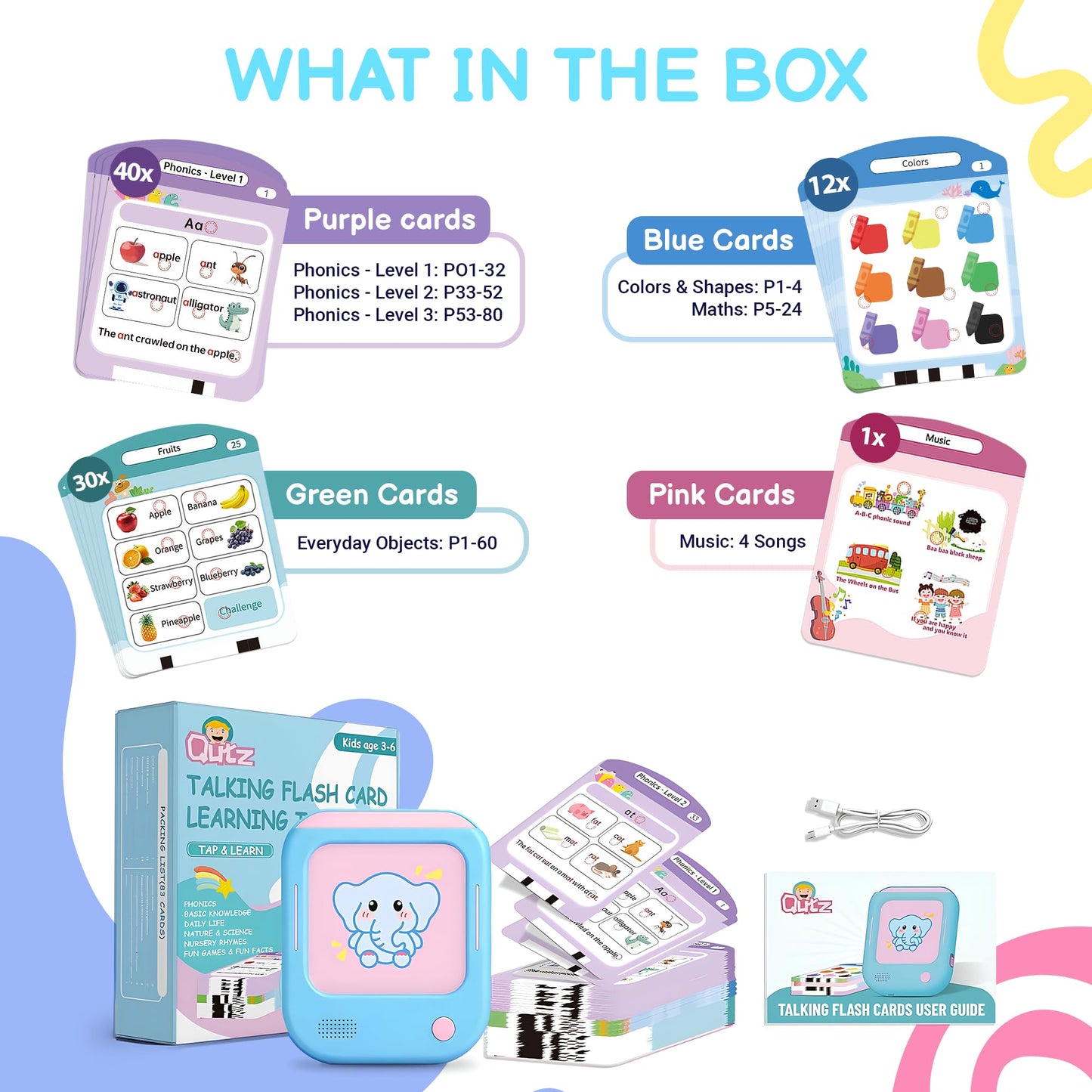 QuTZ Talking Flash Cards – Learn to Read with 166 Cards, 29+ Themes, 800+ Words, 700+ Games