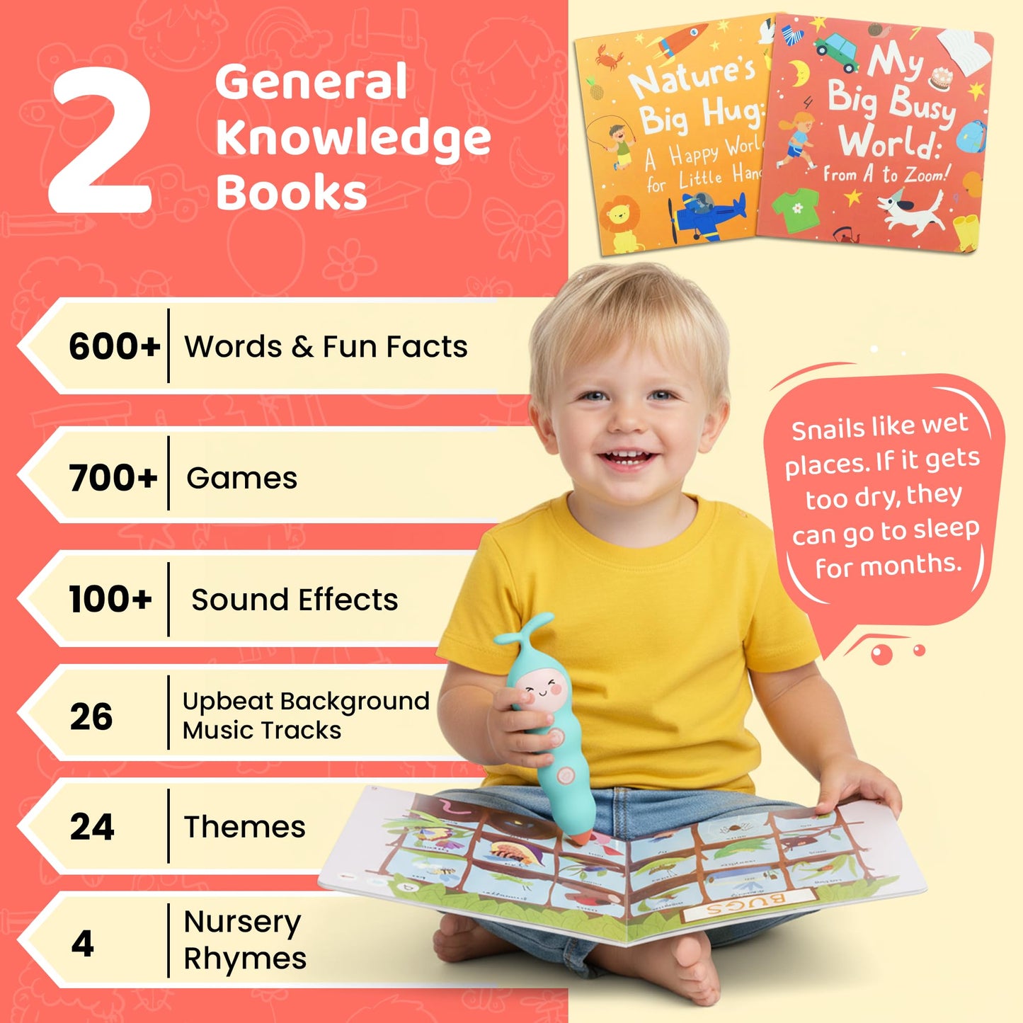QuTZ Talking Pen Book Set – Tap-to-Read Phonics & Knowledge for Kids 3+