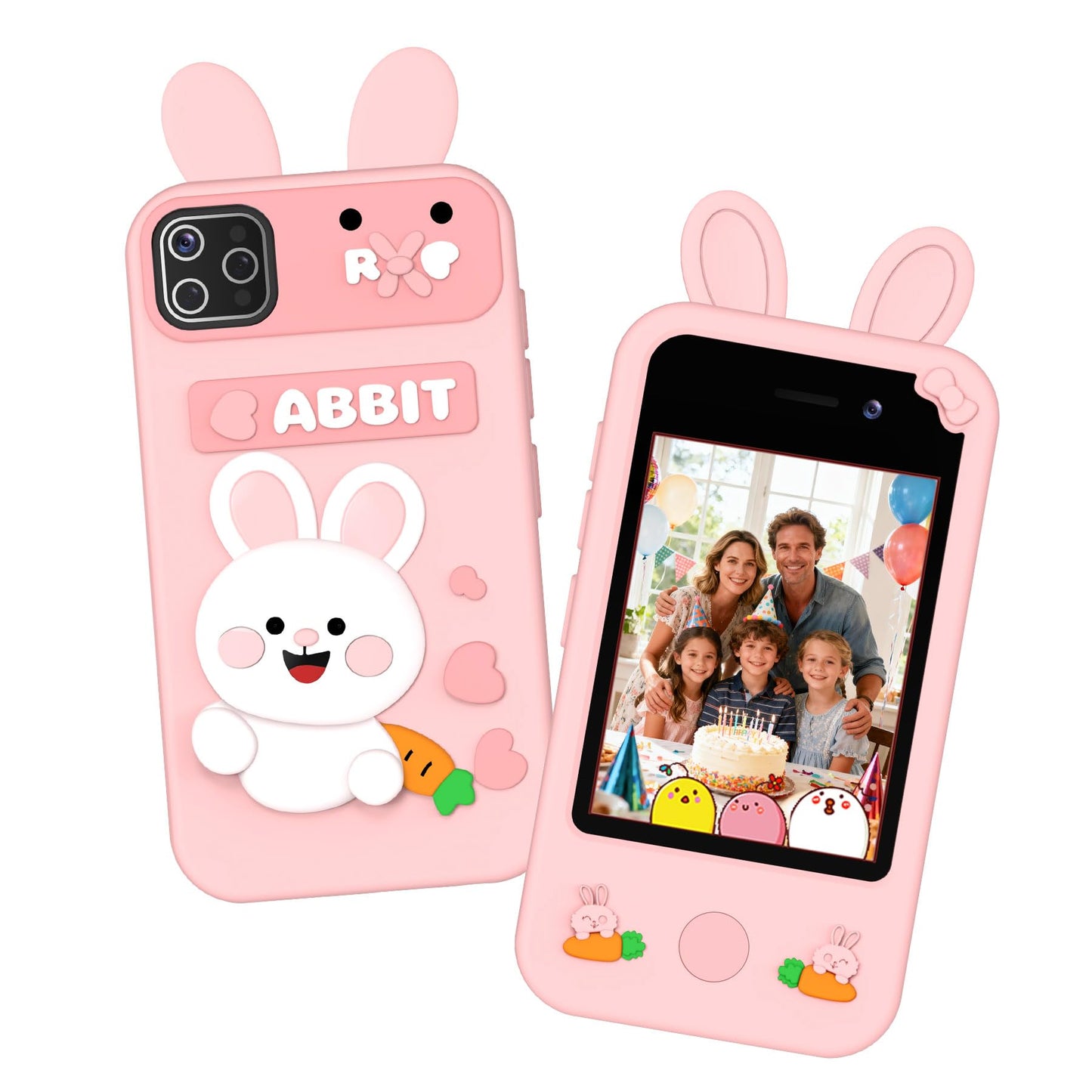 Qvireno Kids Smart Phone Toy – 2.8-inch Touchscreen, Dual Cameras, 20 Puzzle Games, MP3 Recorder, 3–10 yrs