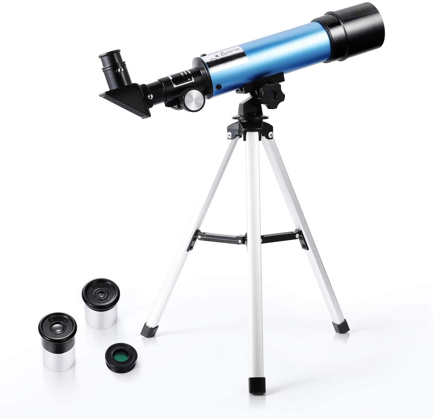 QW Telescope for Beginners and Kids – 50mm Refractor, Portable 90X Magnification, Tripod, 2 Eyepieces + 1.5X Barlow Lens