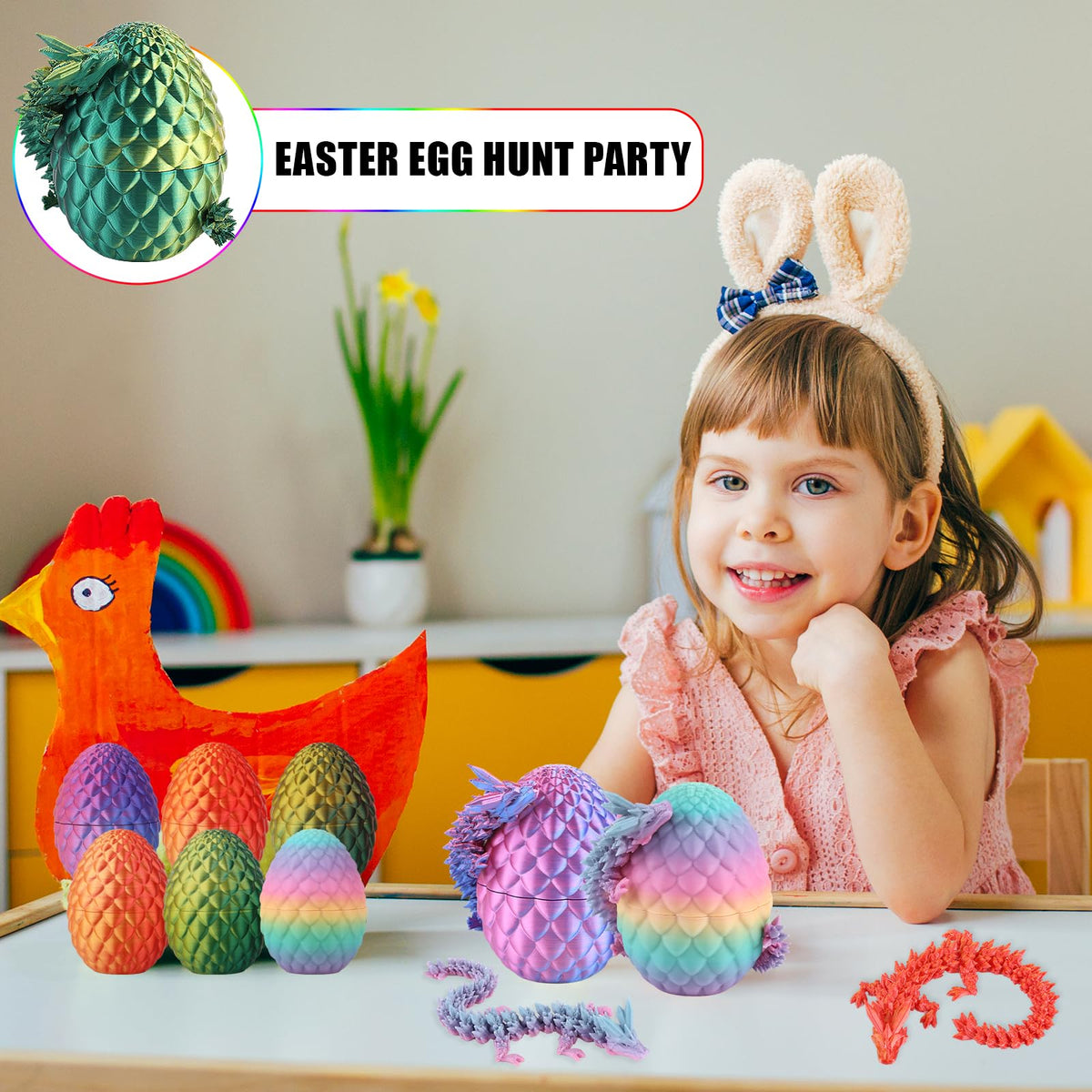 Qxbuhe 12-Inch 3D-Printed Dragon Egg | Articulated Fidget Toy & Desk Decor | Laser Purple