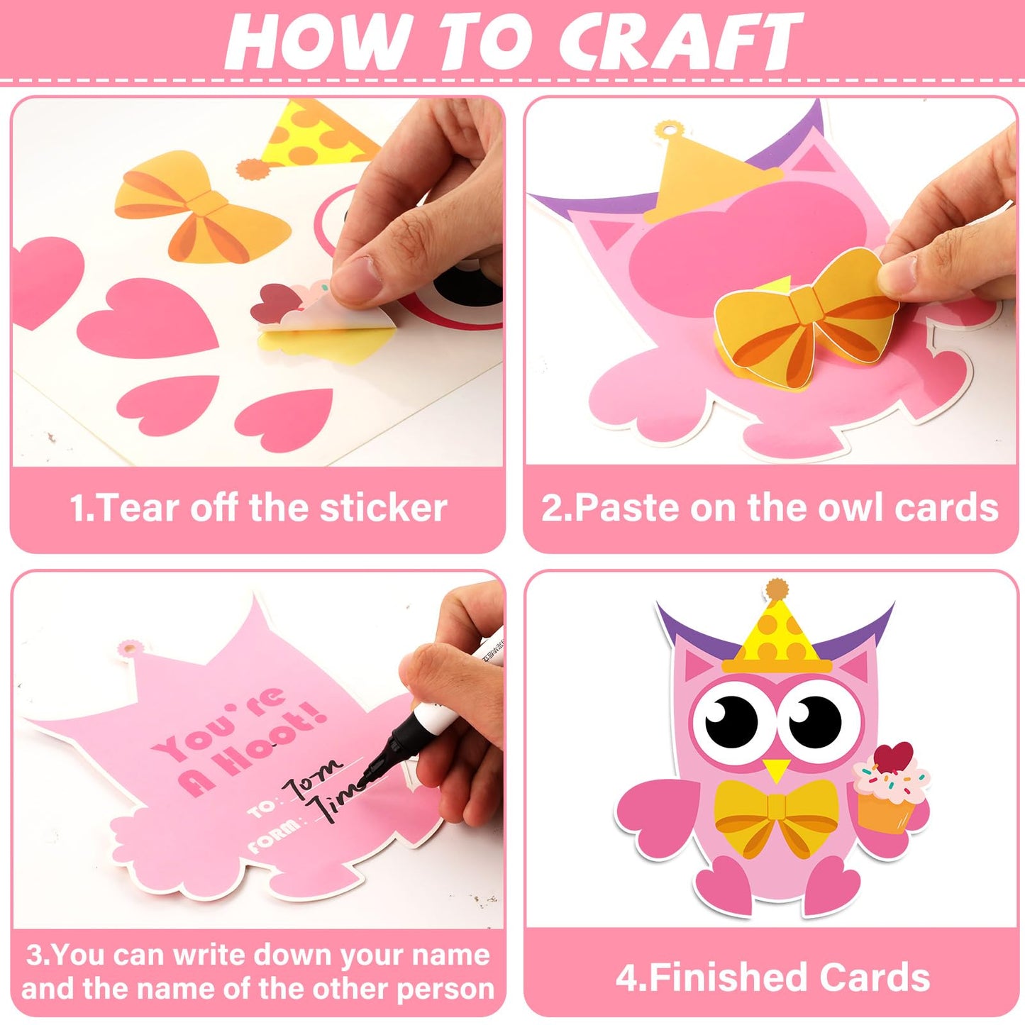 Qyeahkj 36-Piece Valentines Owl Craft Kit for Kids | DIY Arts & Classroom Decor