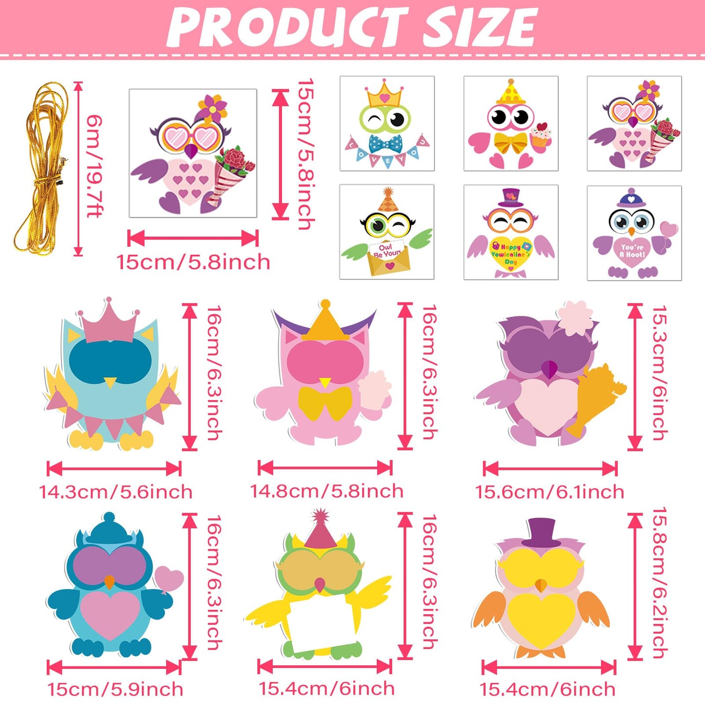 Qyeahkj 36-Piece Valentines Owl Craft Kit for Kids | DIY Arts & Classroom Decor