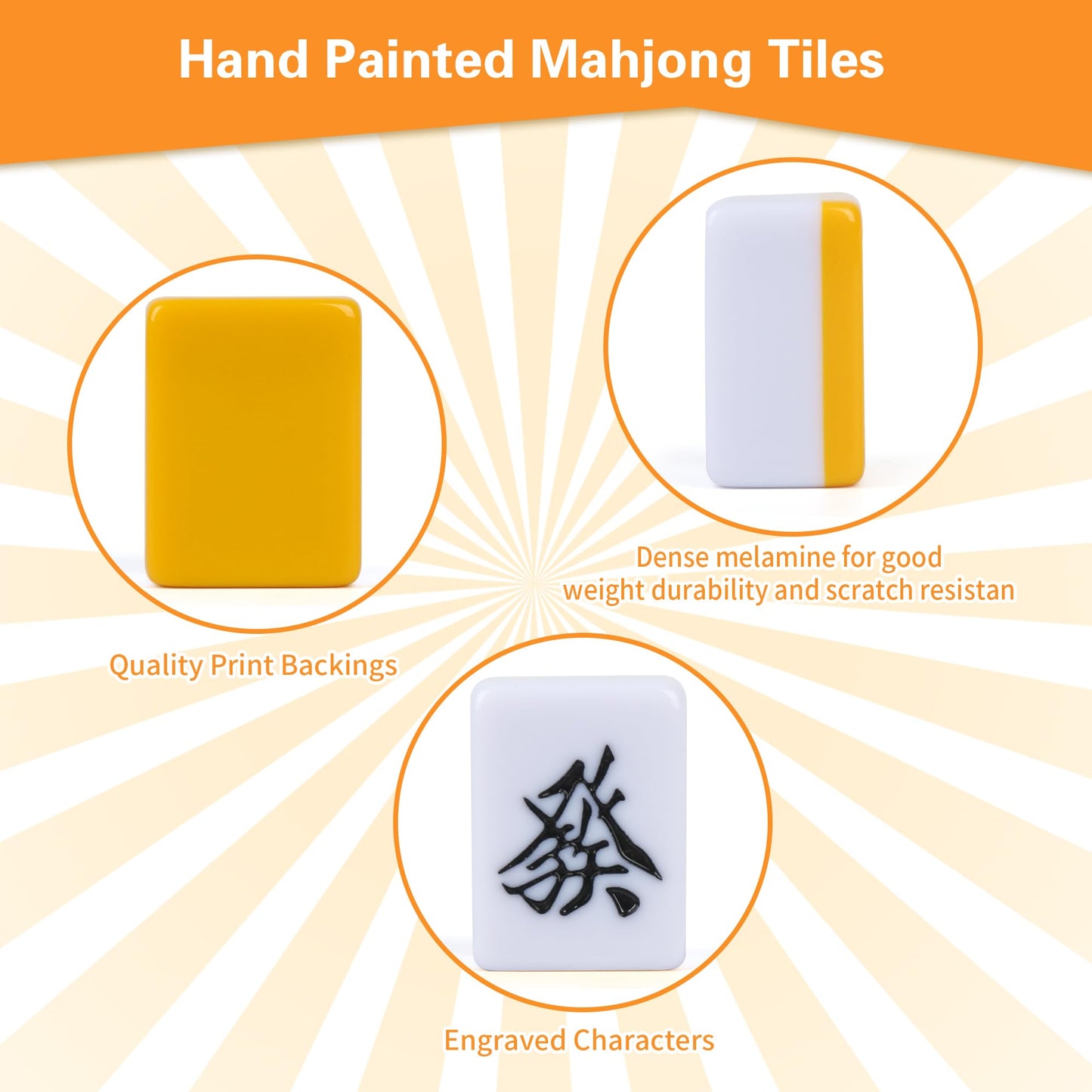 QYMZKA Riichi Mahjong Set – White & Yellow Tiles with Red Case, Dice, Tenbou & Mahjong Mat