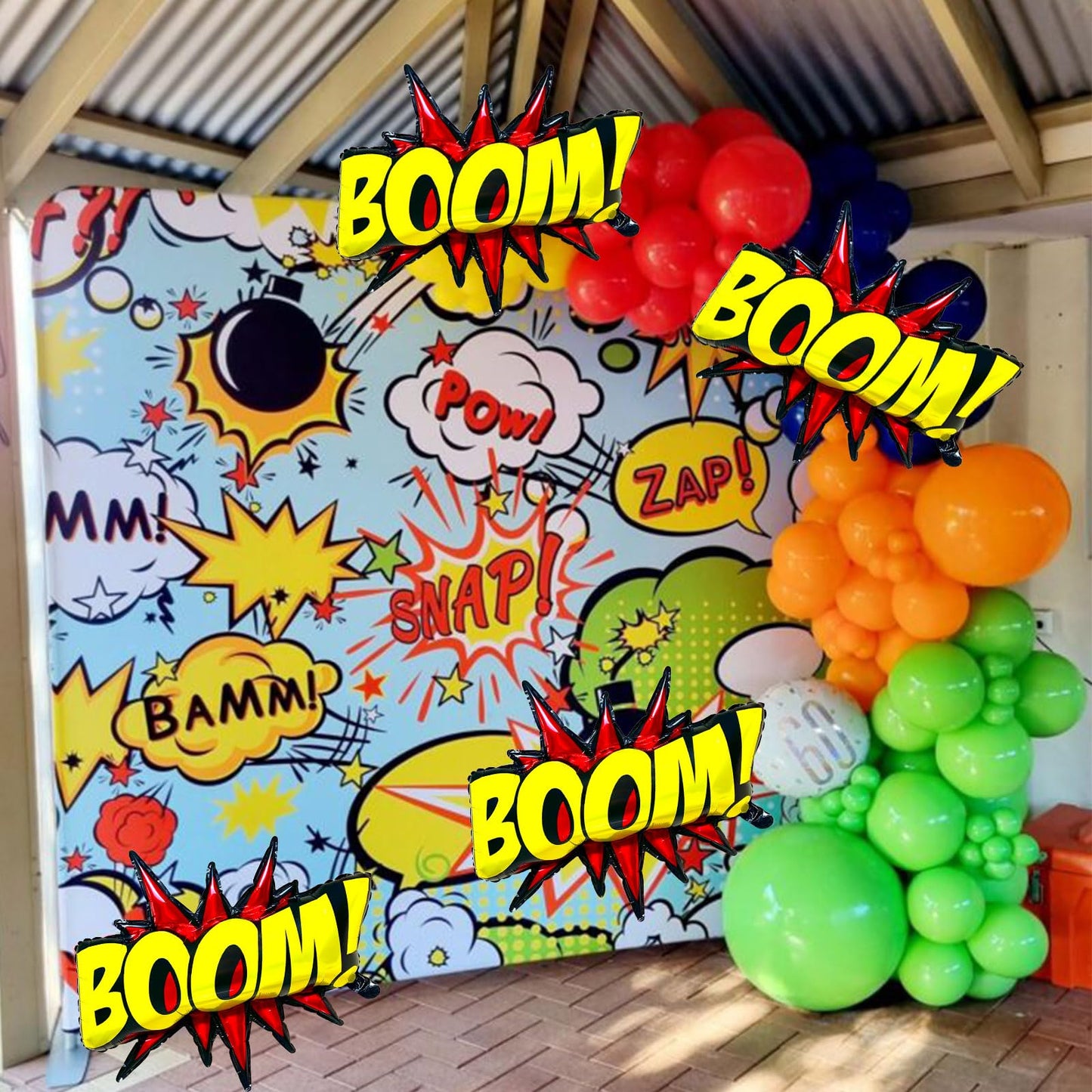QZCPGP 4Pcs Superhero Balloons – Giant Foil Hero Party Decor for Kids Birthday