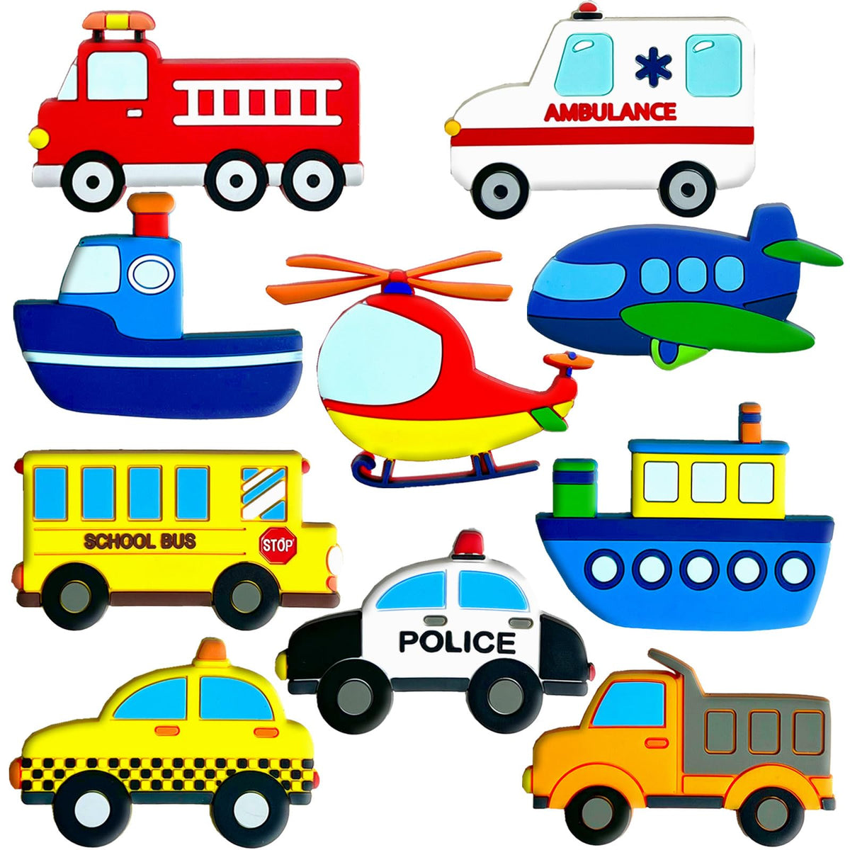 QZCPGP Fridge Magnets for Toddlers – Transportation Vehicles (10-Piece Set)