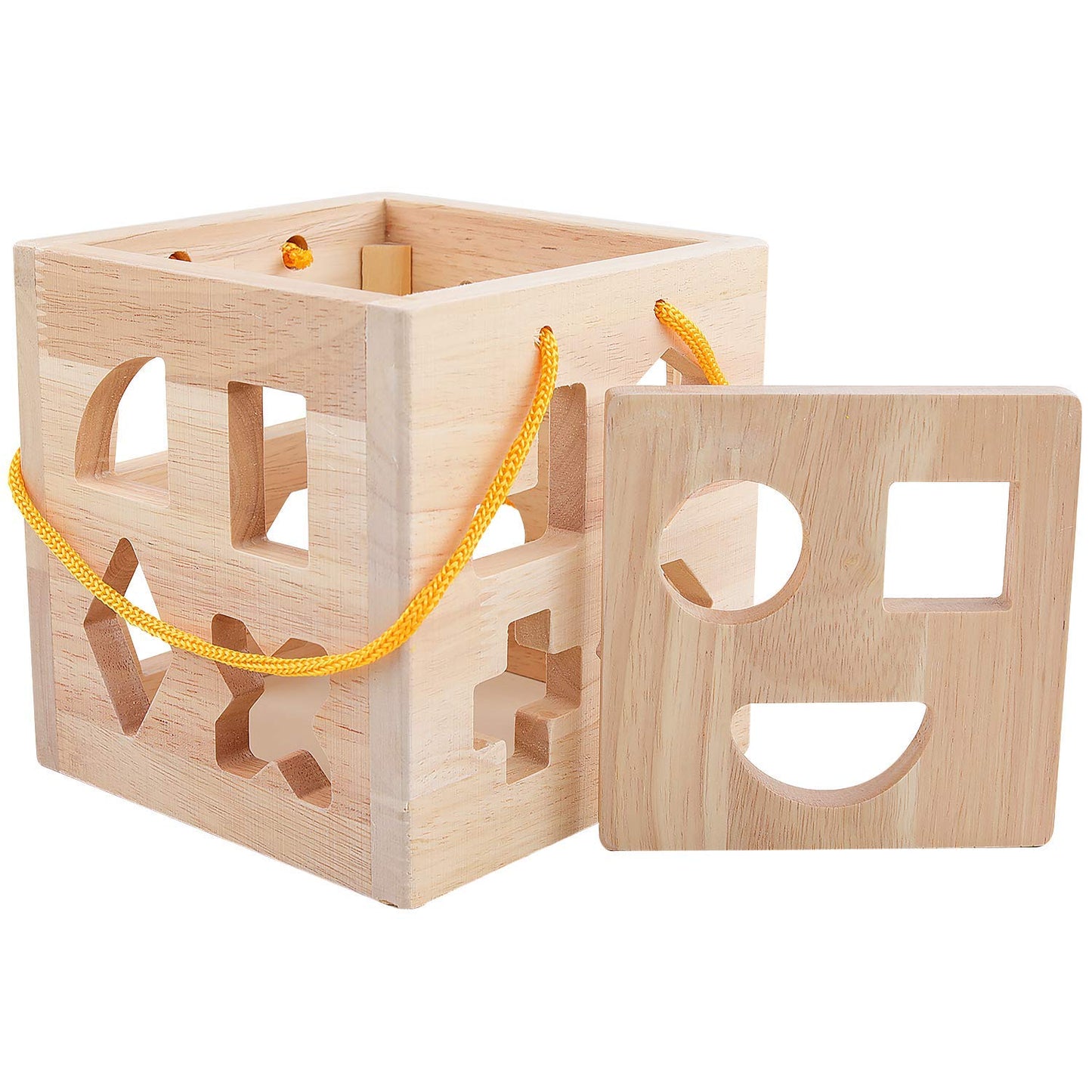 QZMTOY Shape Sorter Toys – 19 Wooden Blocks for Toddlers (18m+)