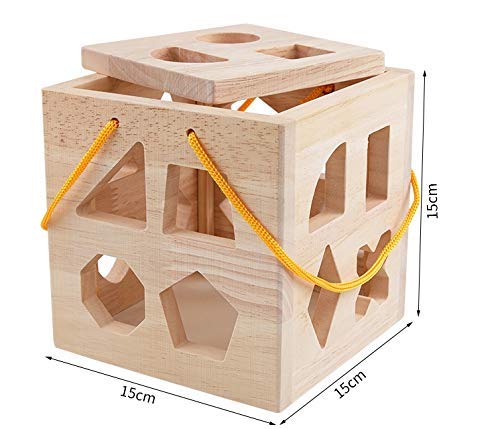 QZMTOY Shape Sorter Toys – 19 Wooden Blocks for Toddlers (18m+)