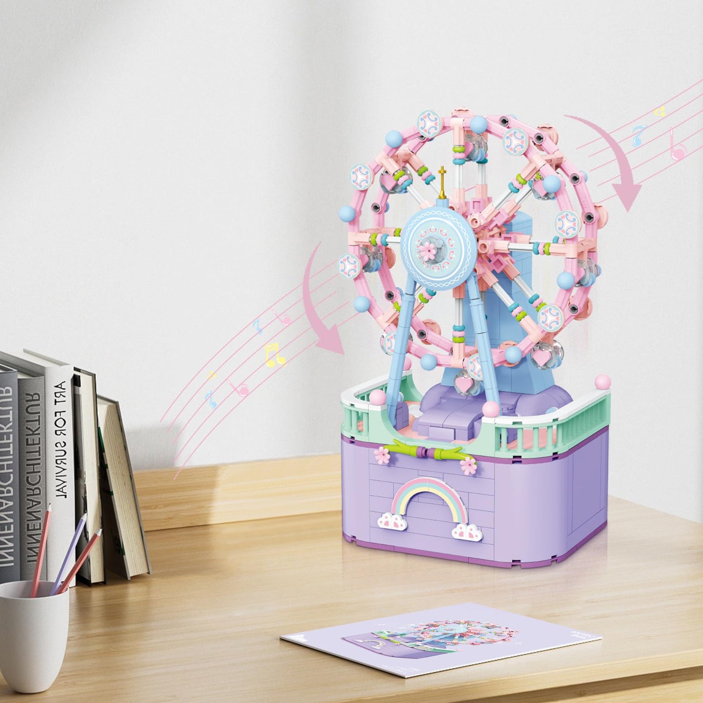 R HOME STORE Music Box Ferris Wheel Building Toys – 710-Piece DIY Block Set for Kids 6–12 and Adults