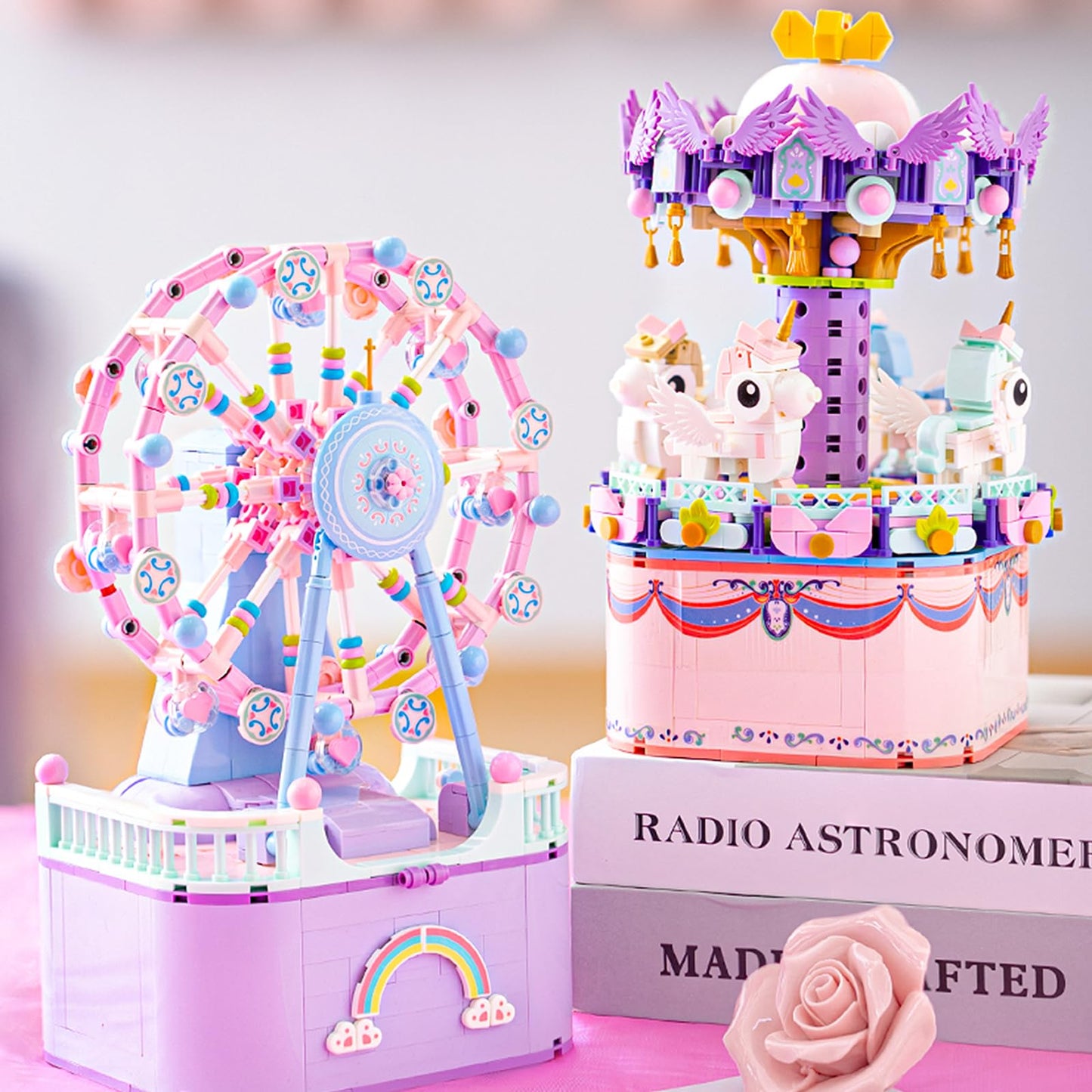 R HOME STORE Music Box Ferris Wheel Building Toys – 710-Piece DIY Block Set for Kids 6–12 and Adults