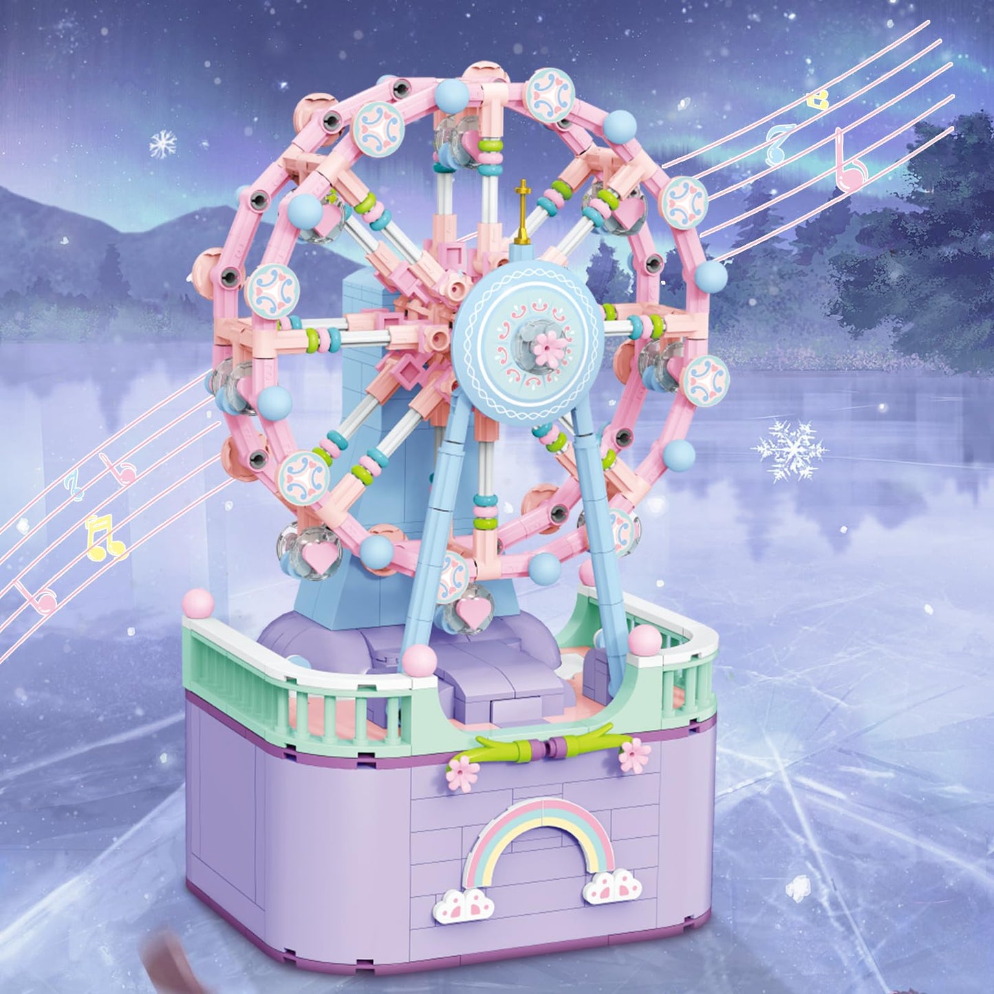 R HOME STORE Music Box Ferris Wheel Building Toys – 710-Piece DIY Block Set for Kids 6–12 and Adults