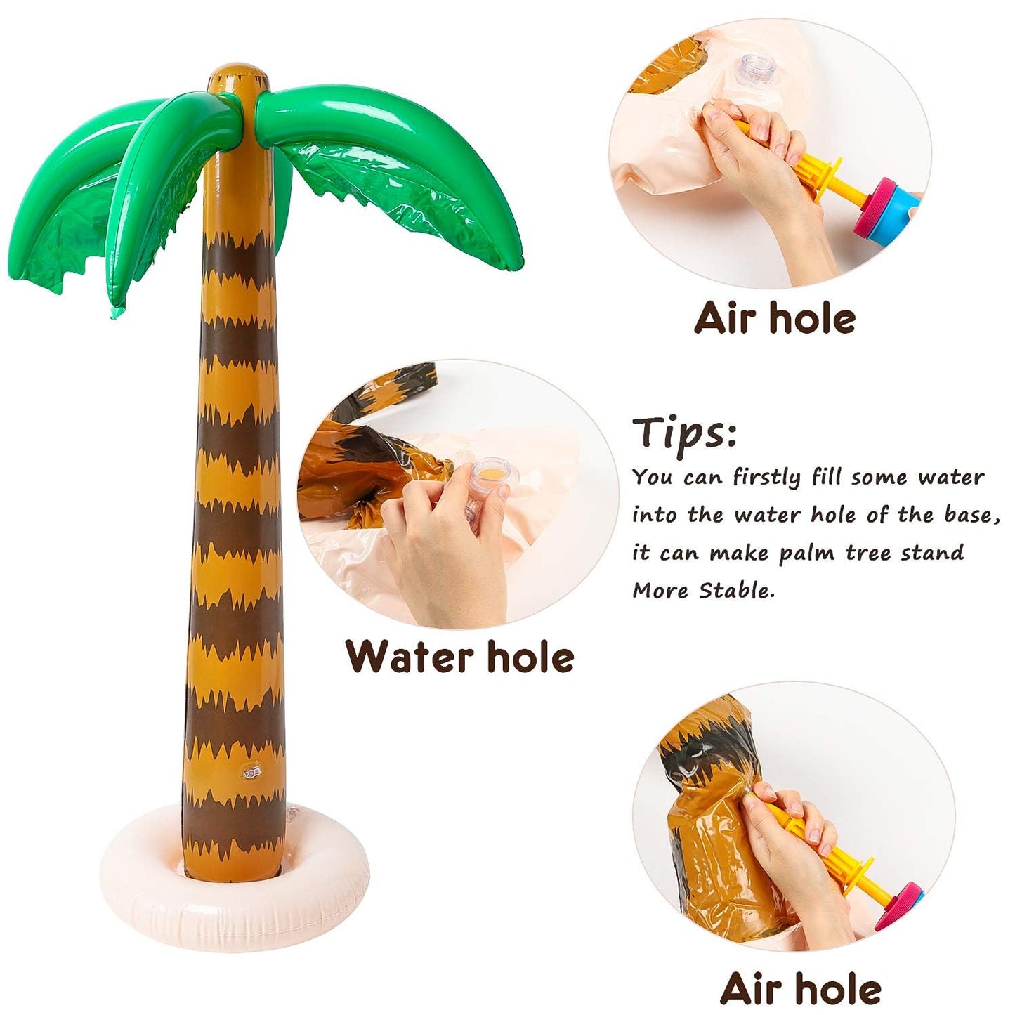 R HORSE 10 Pcs Inflatable Palm Tree Flamingo Banana Beach Ball Parrot – Tropical Pool Party Decor