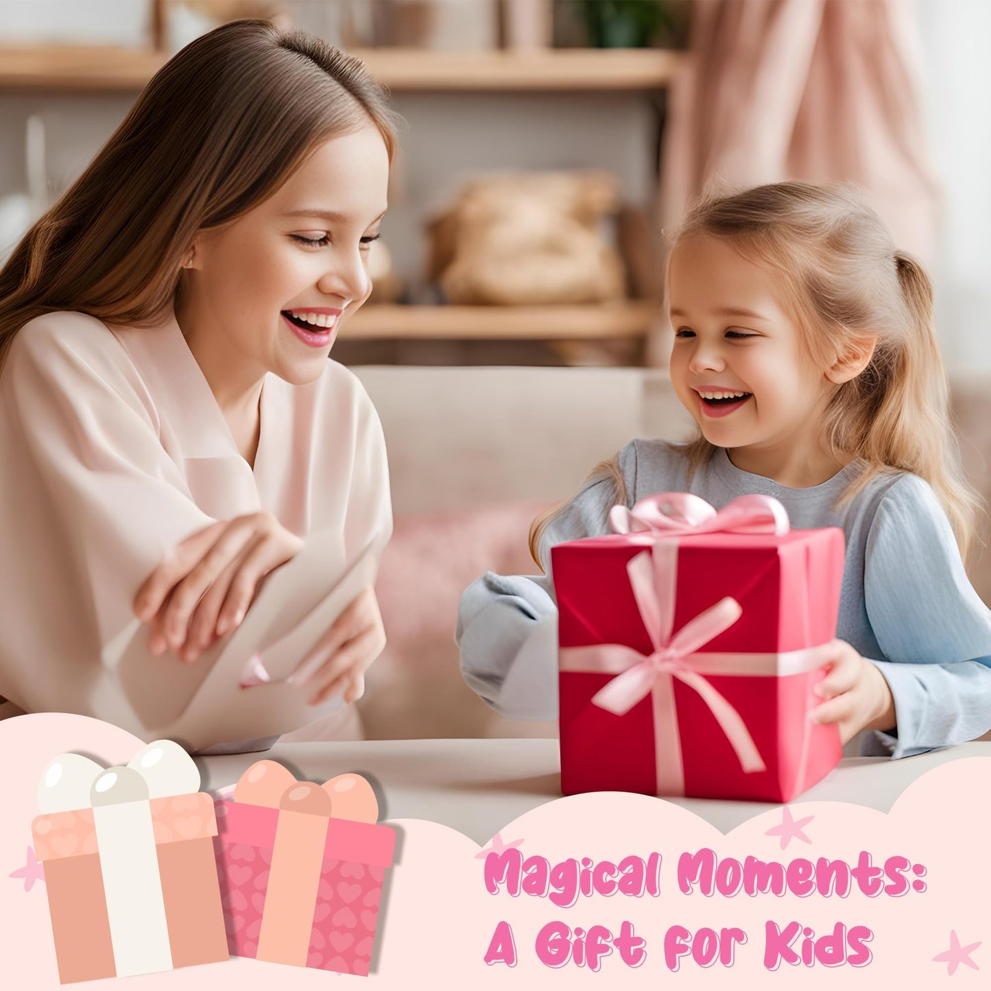 R HORSE Kid Apron and Chef Hat Set — Adjustable Light Pink Kitchen Playset for Kids