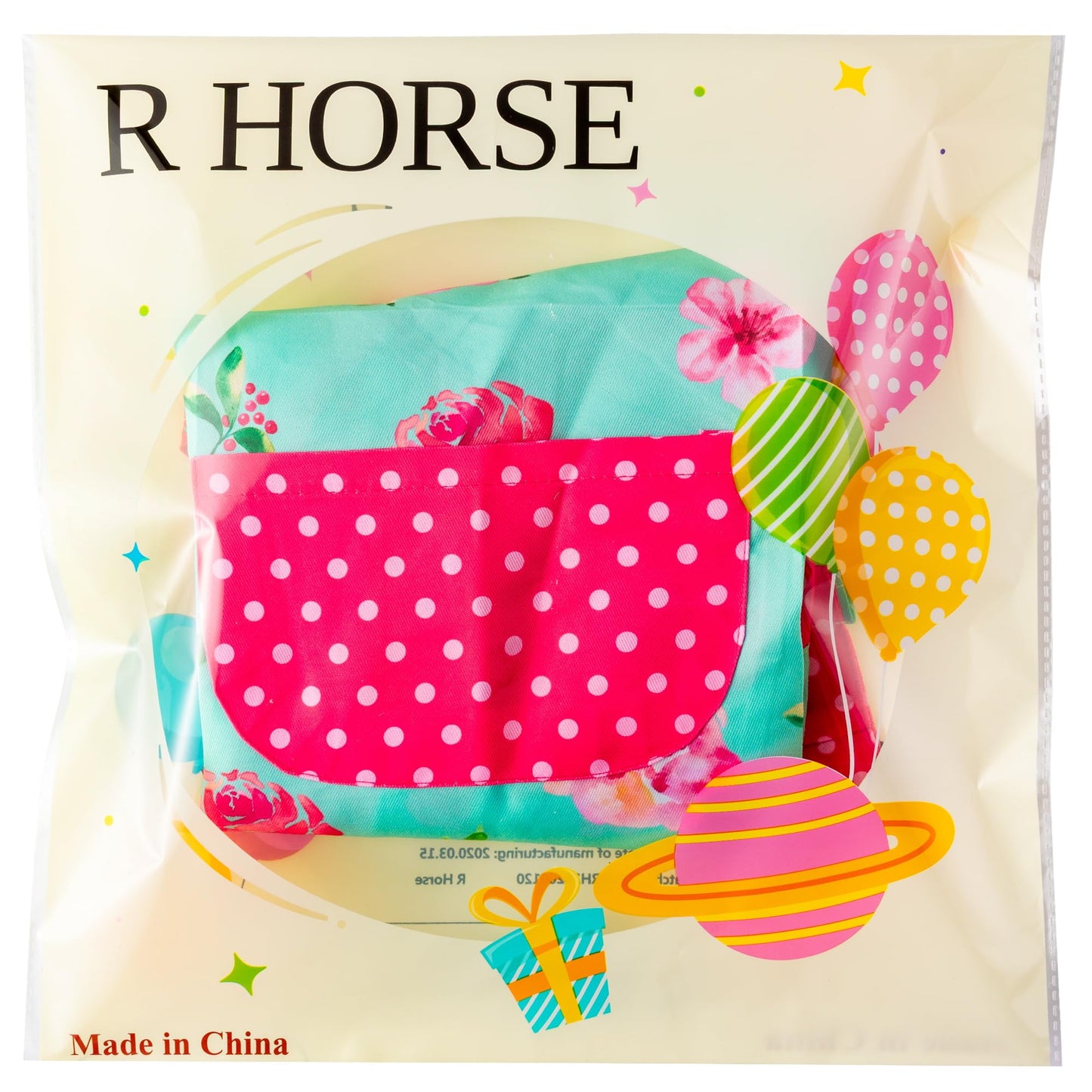 R HORSE Kid Apron and Chef Hat Set – Green Floral Toddler Kitchen Wear (Ages 3-6)