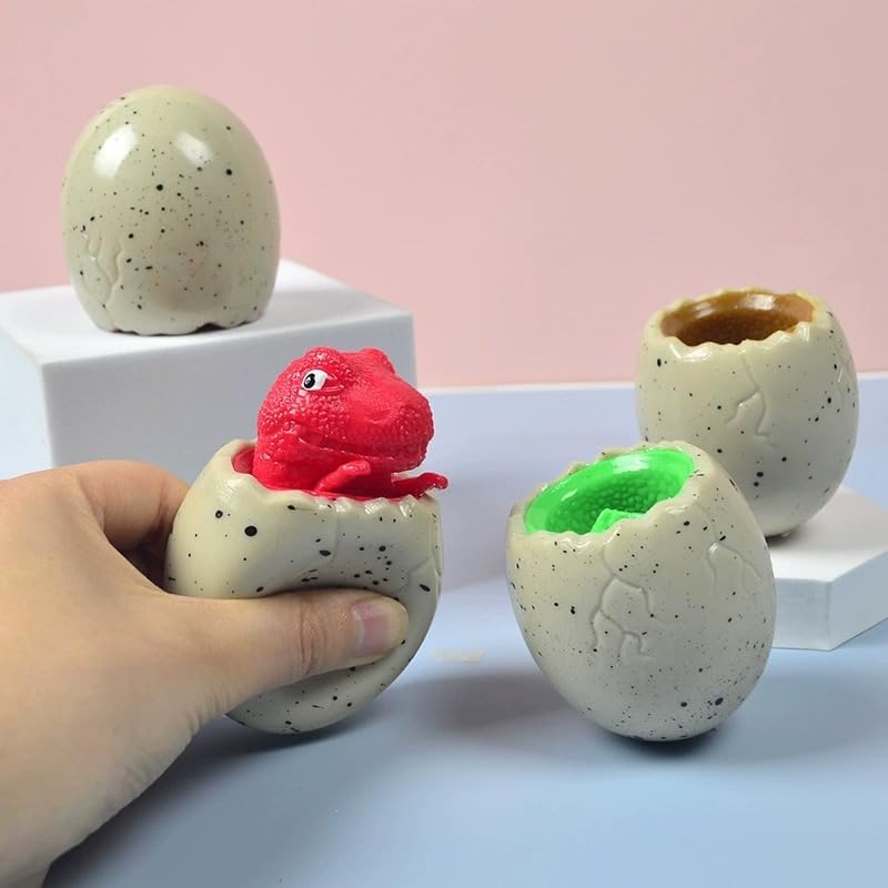 R-LOMU 3-Piece Dinosaur Pop-Out Egg Squeeze Toys | Sensory Fidget & Stress Relief