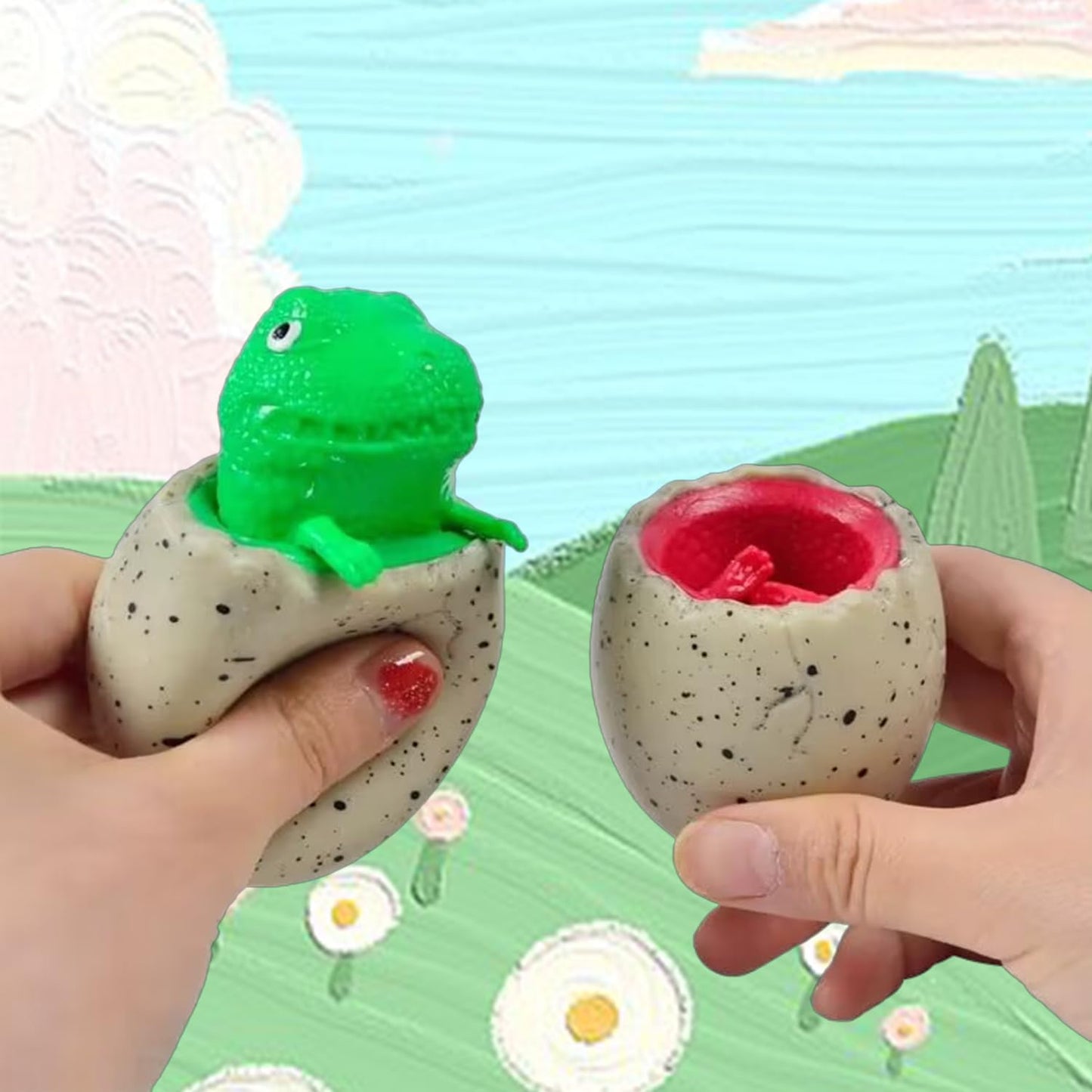 R-LOMU 3-Piece Dinosaur Pop-Out Egg Squeeze Toys | Sensory Fidget & Stress Relief
