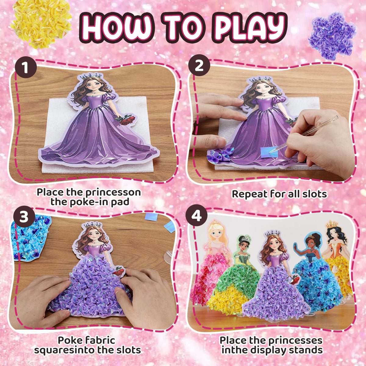 R RUCKERCO Poke Art Princess Kit – 10-Piece Craft Set for Kids 4-8