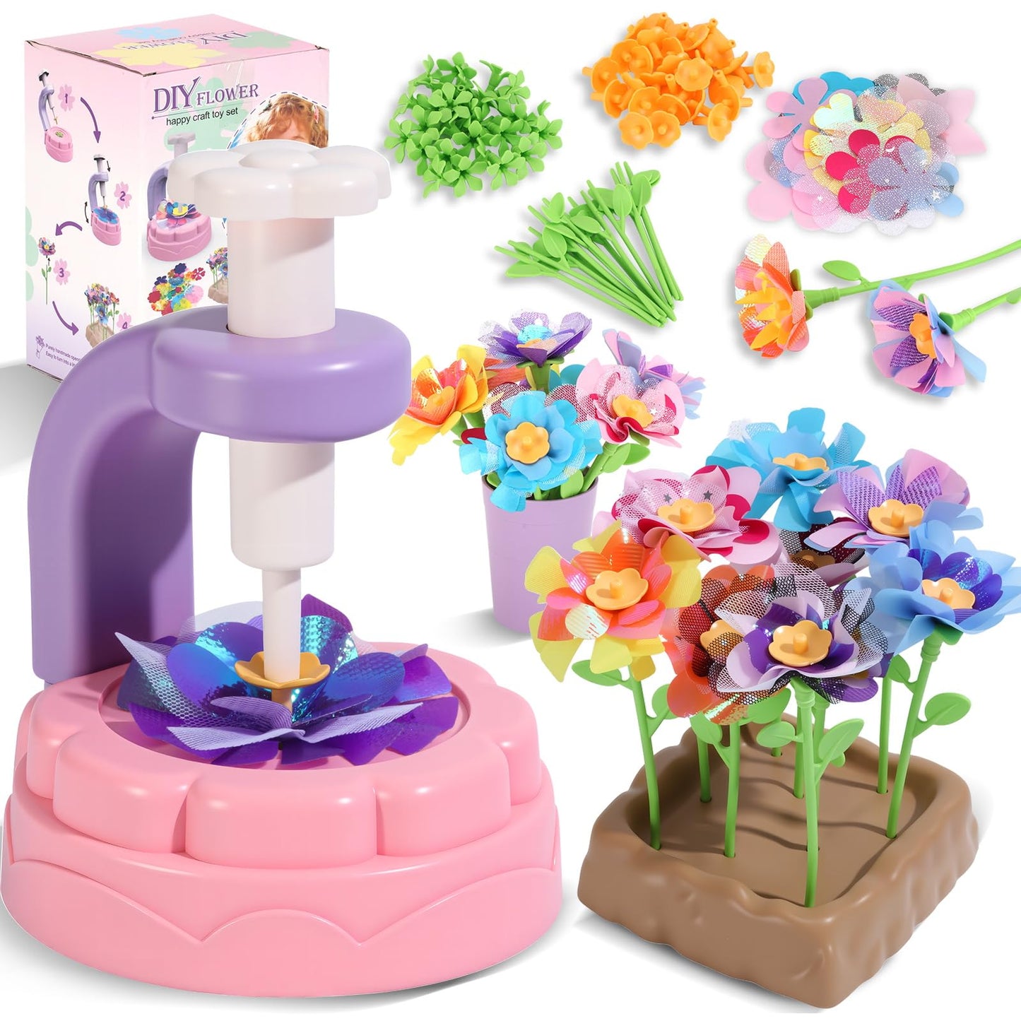 R RUCKERCO Flower Bouquet Craft Kit – DIY Kids Arts & Crafts (Ages 4-8+)