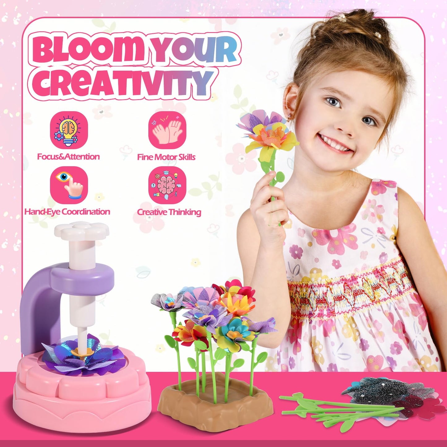 R RUCKERCO Flower Bouquet Craft Kit – DIY Kids Arts & Crafts (Ages 4-8+)