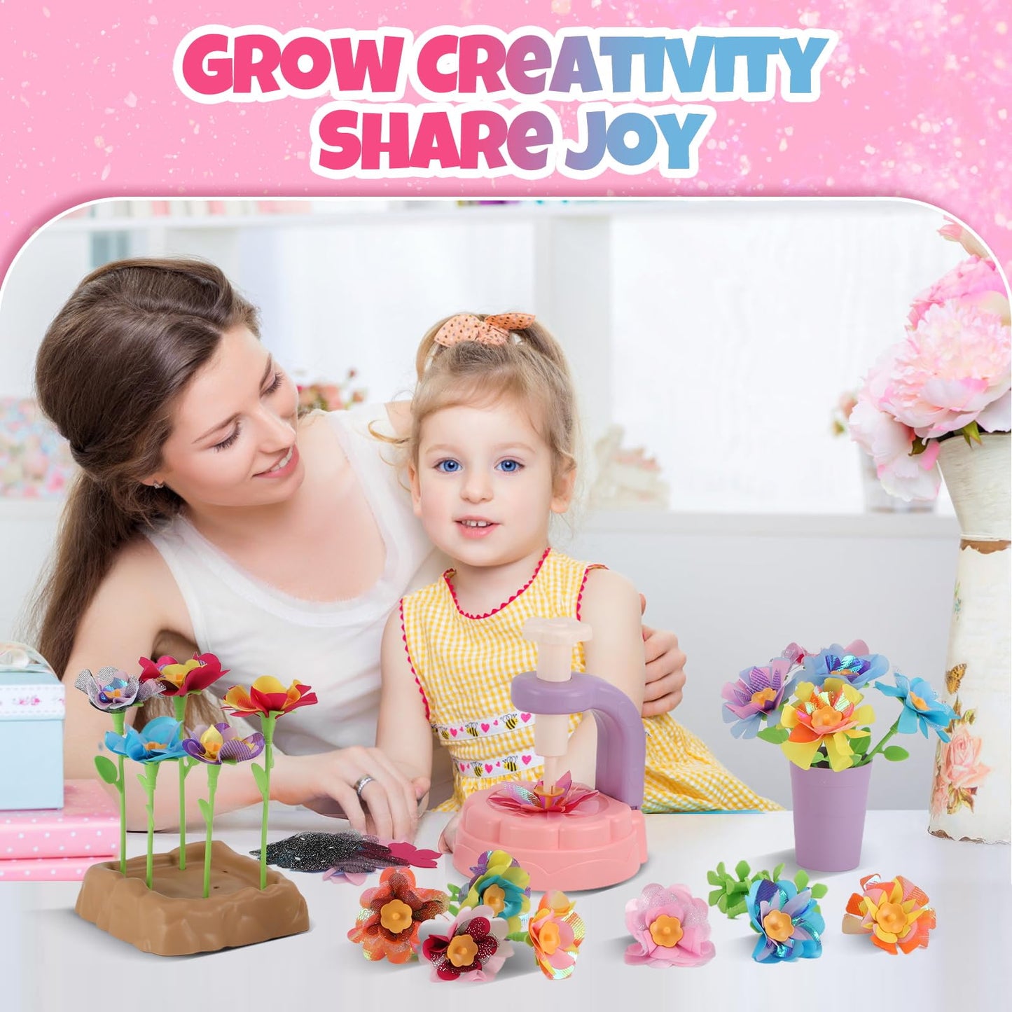 R RUCKERCO Flower Bouquet Craft Kit – DIY Kids Arts & Crafts (Ages 4-8+)