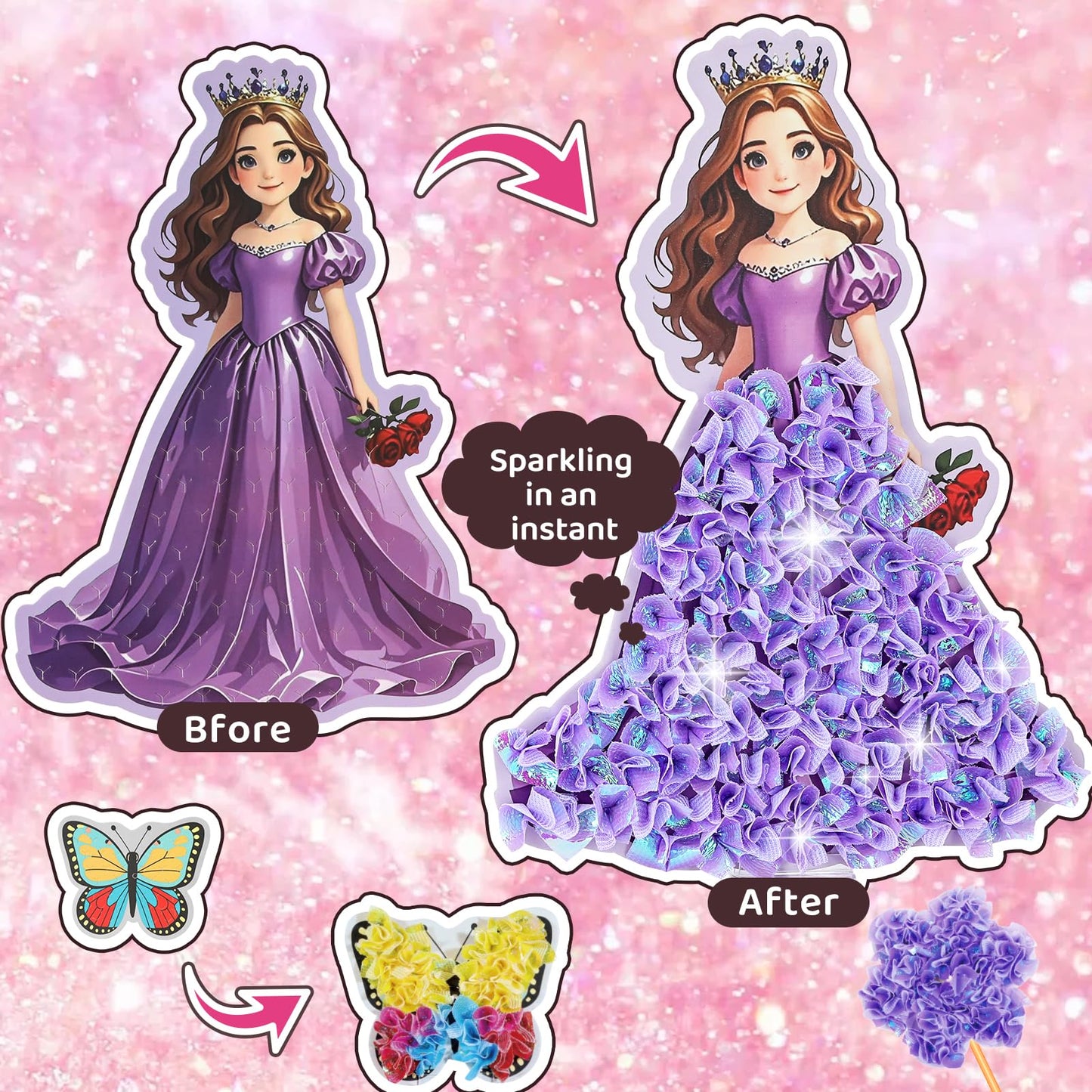 R RUCKERCO Poke Art Princess Kit – 10-Piece Craft Set for Kids 4-8