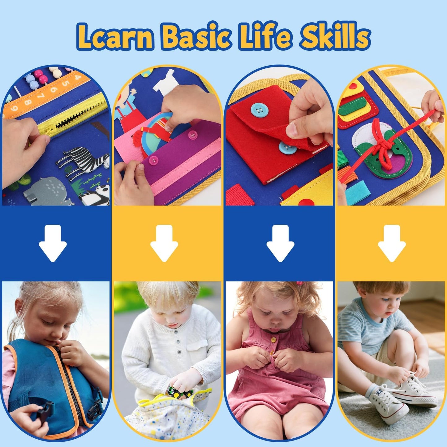 R RUCKERCO Montessori Busy Book – 12-in-1 Travel Learning for Toddlers (Ages 3-5)