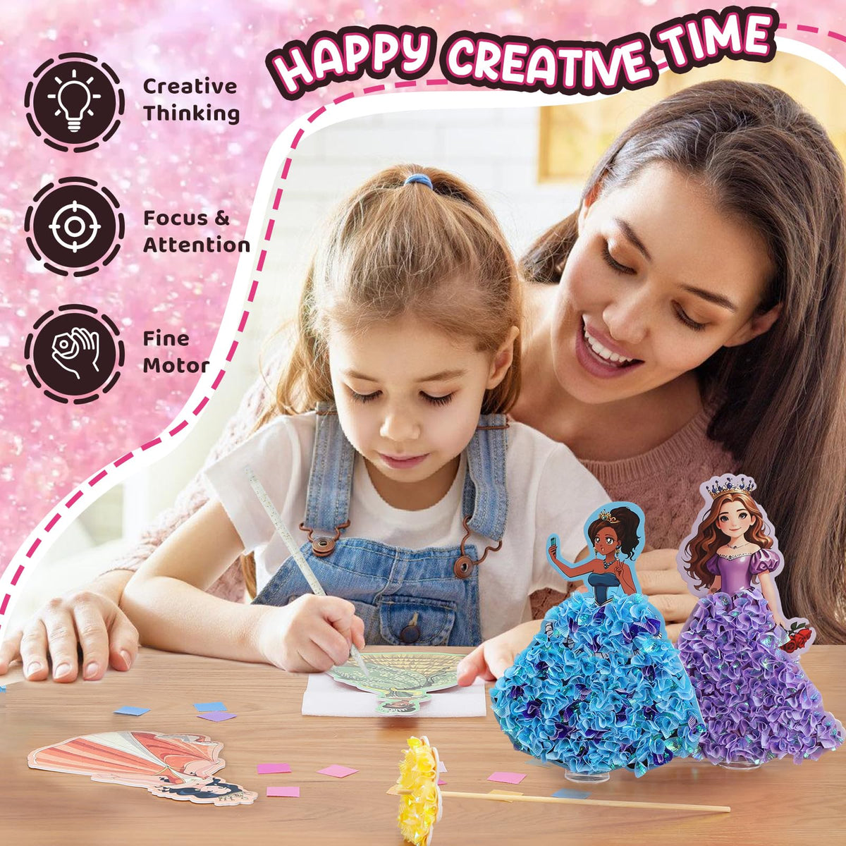 R RUCKERCO Poke Art Princess Kit – 10-Piece Craft Set for Kids 4-8