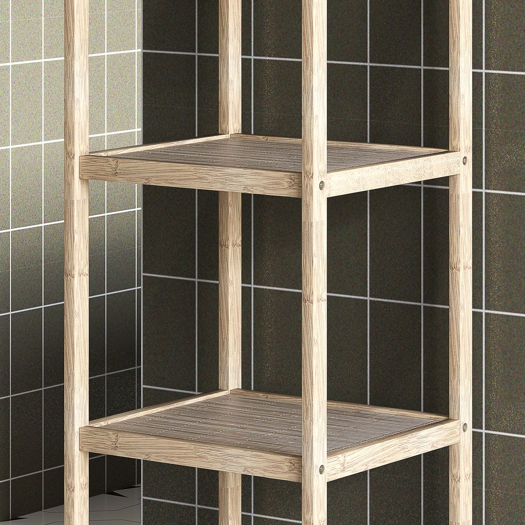 HOMCOM 4-Tier Bathroom Storage Shelving Unit, Freestanding Bamboo Shelves
