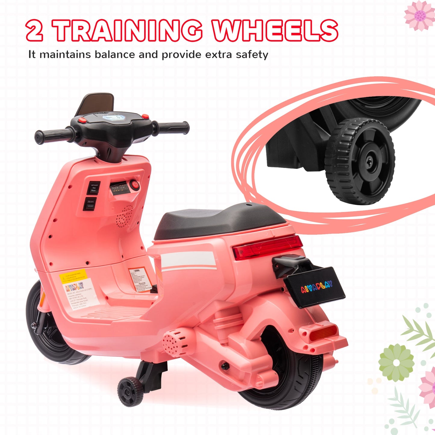 AIYAPLAY 6V Kids Electric Motorbike with Headlight and Music