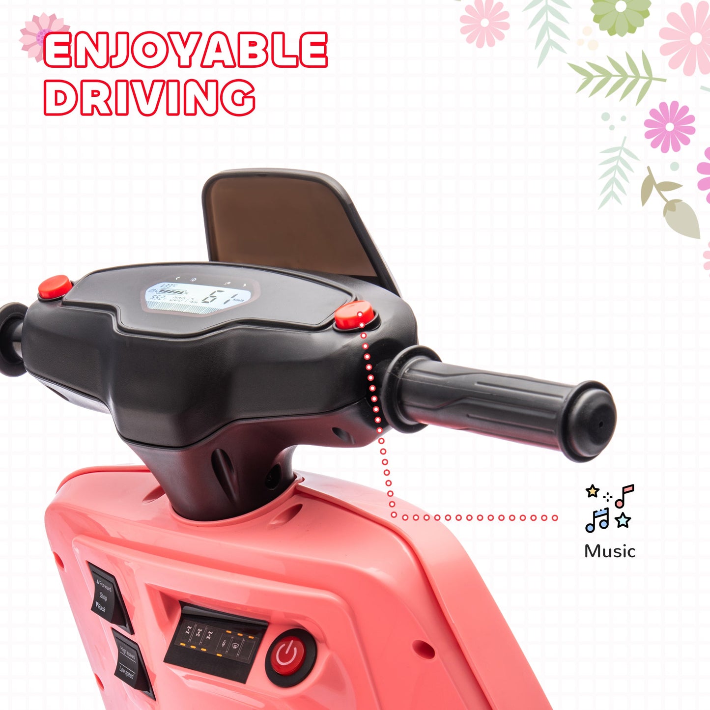 AIYAPLAY 6V Kids Electric Motorbike with Headlight and Music