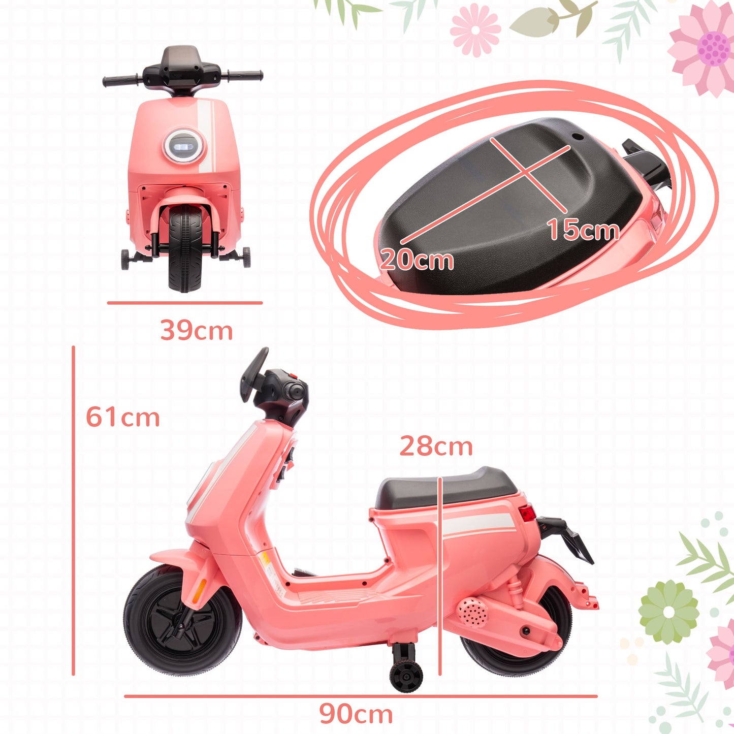 AIYAPLAY 6V Kids Electric Motorbike with Headlight and Music